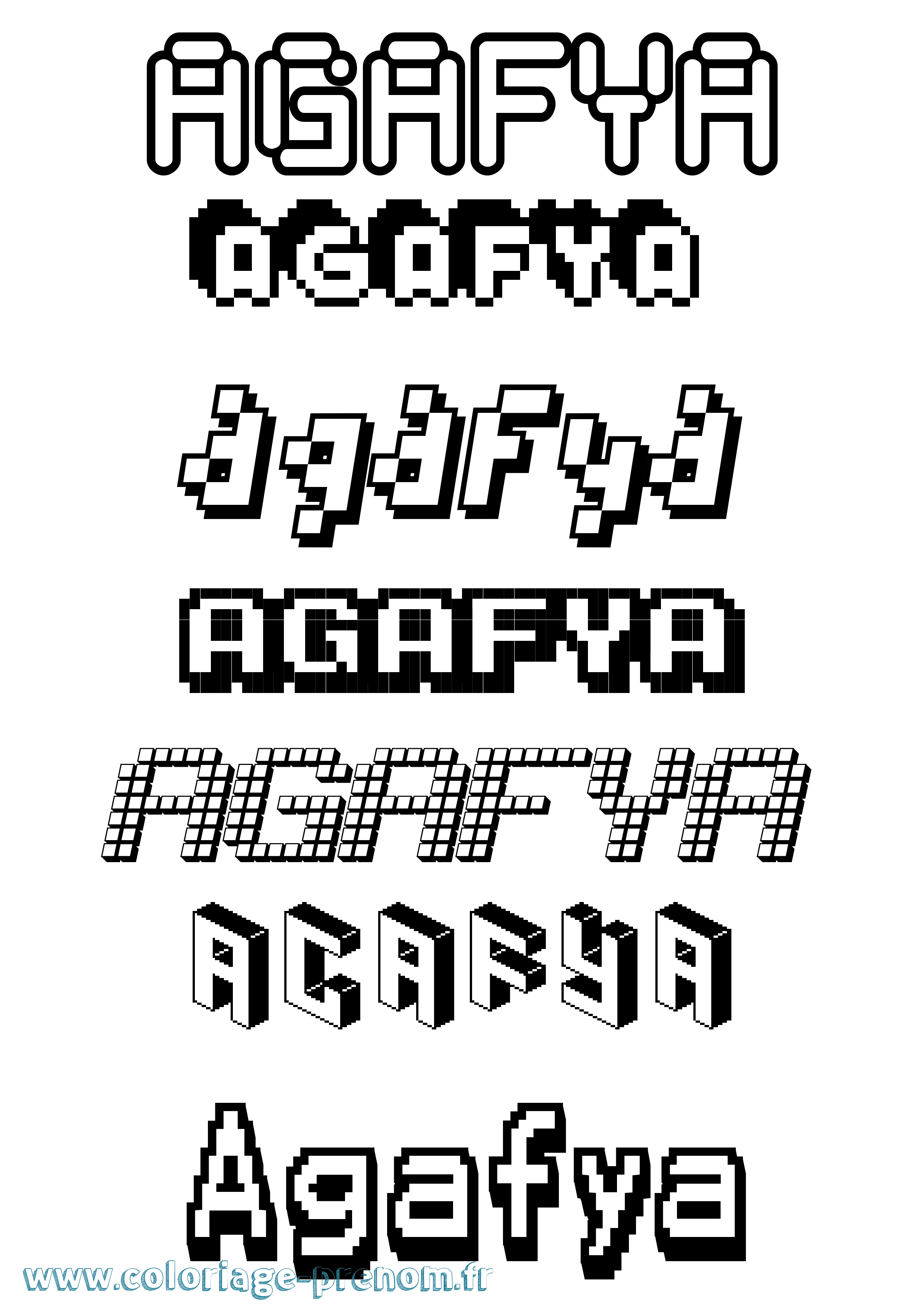 Coloriage prénom Agafya Pixel