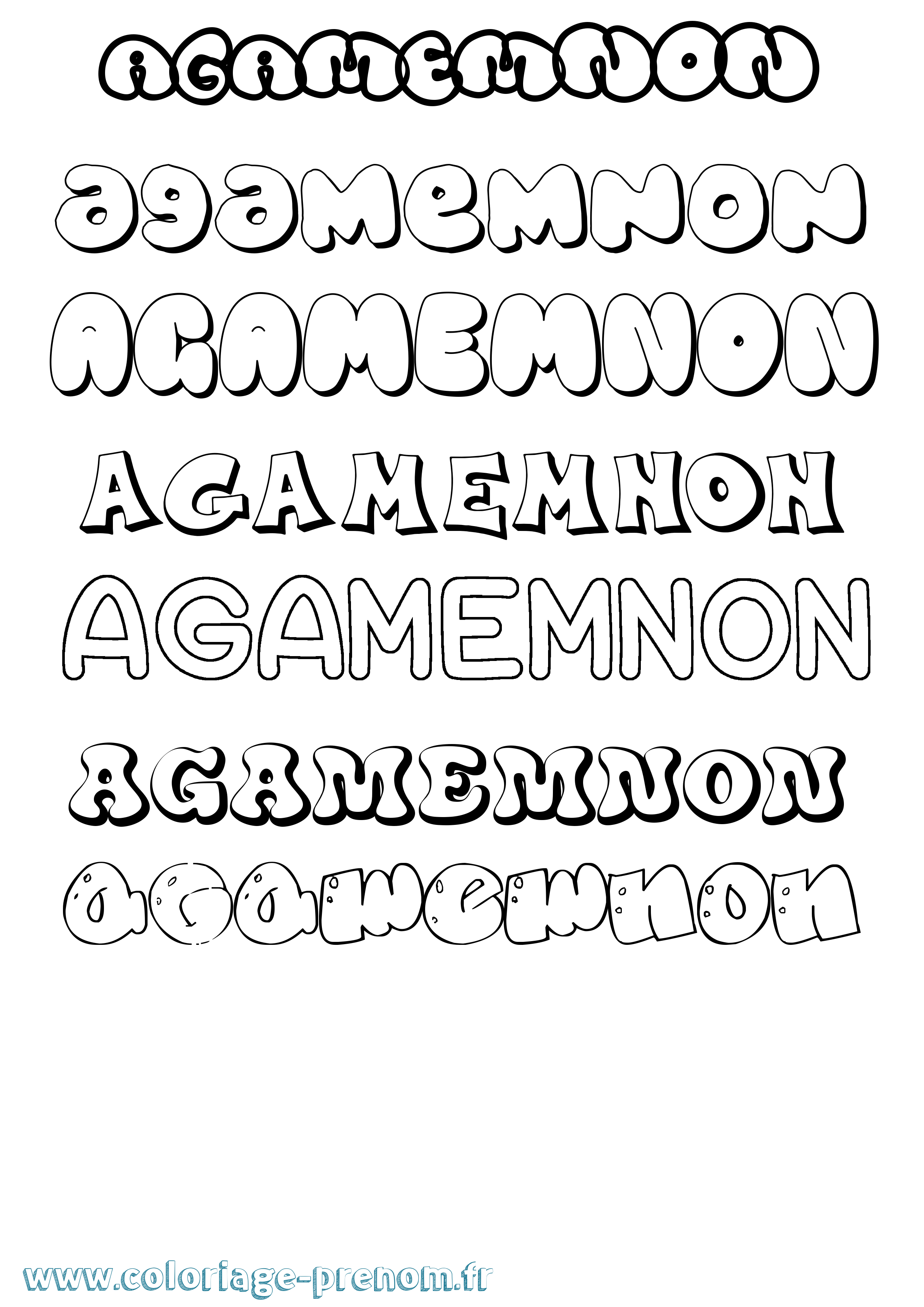 Coloriage prénom Agamemnon Bubble