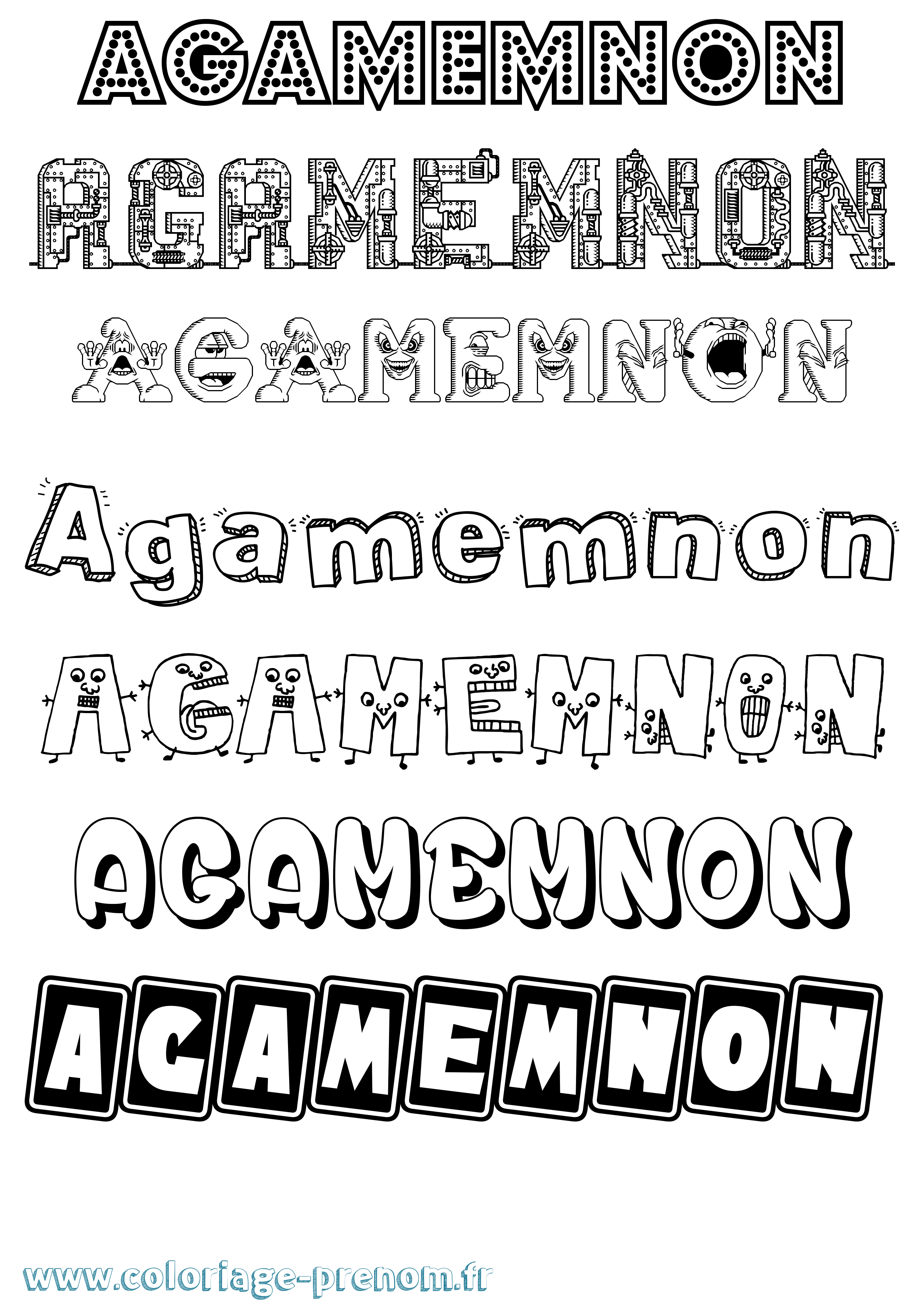 Coloriage prénom Agamemnon Fun