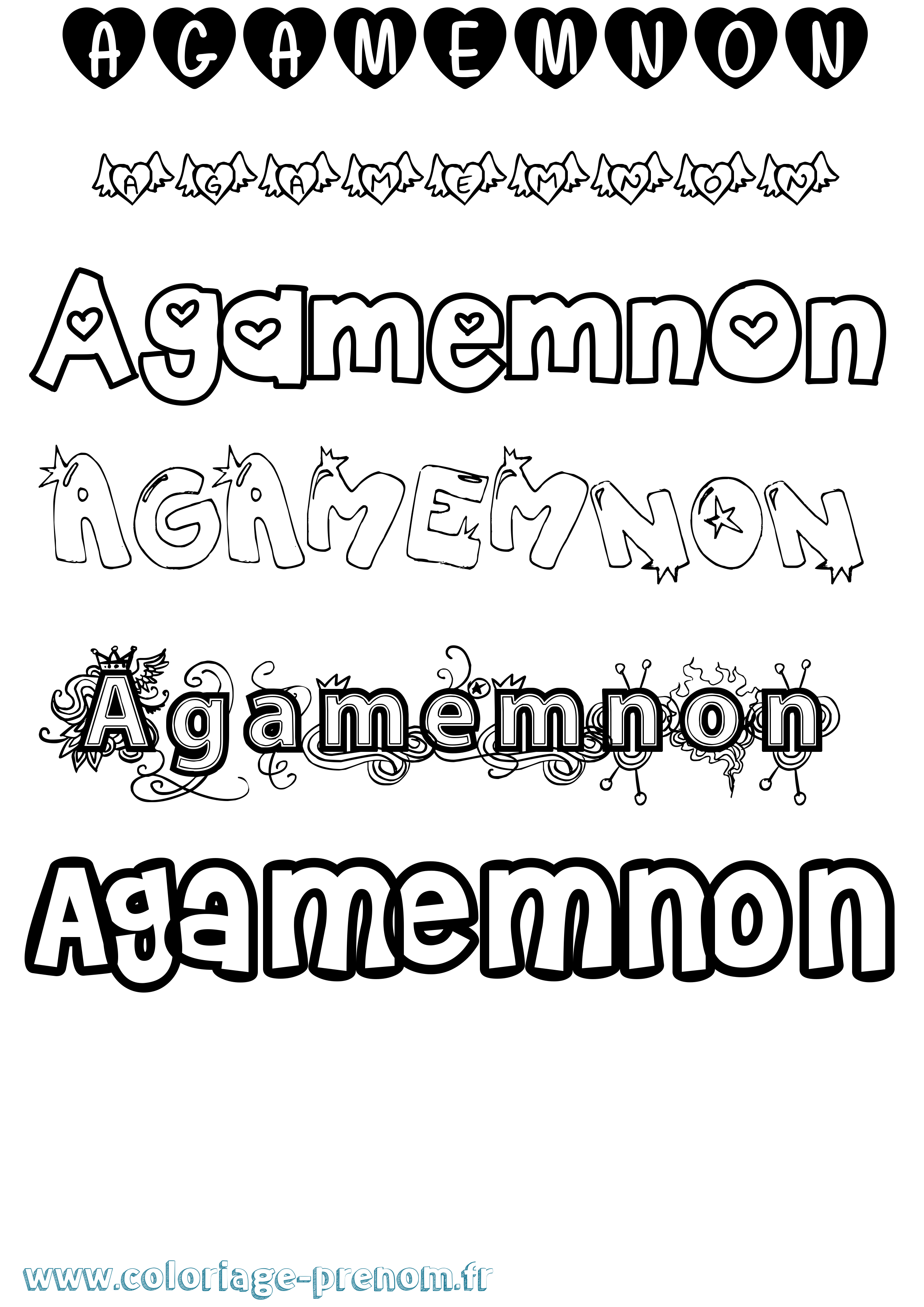 Coloriage prénom Agamemnon Girly