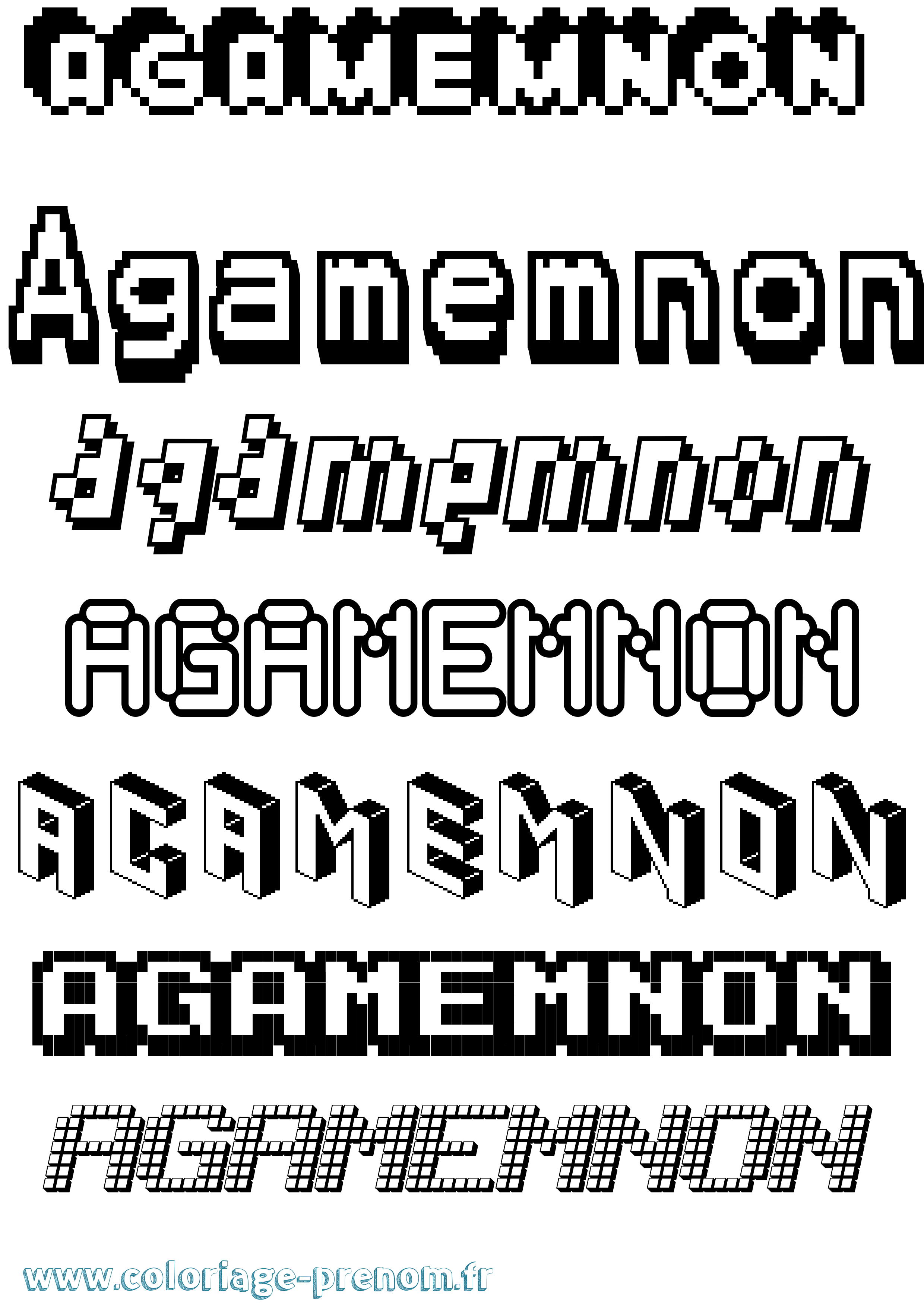 Coloriage prénom Agamemnon Pixel