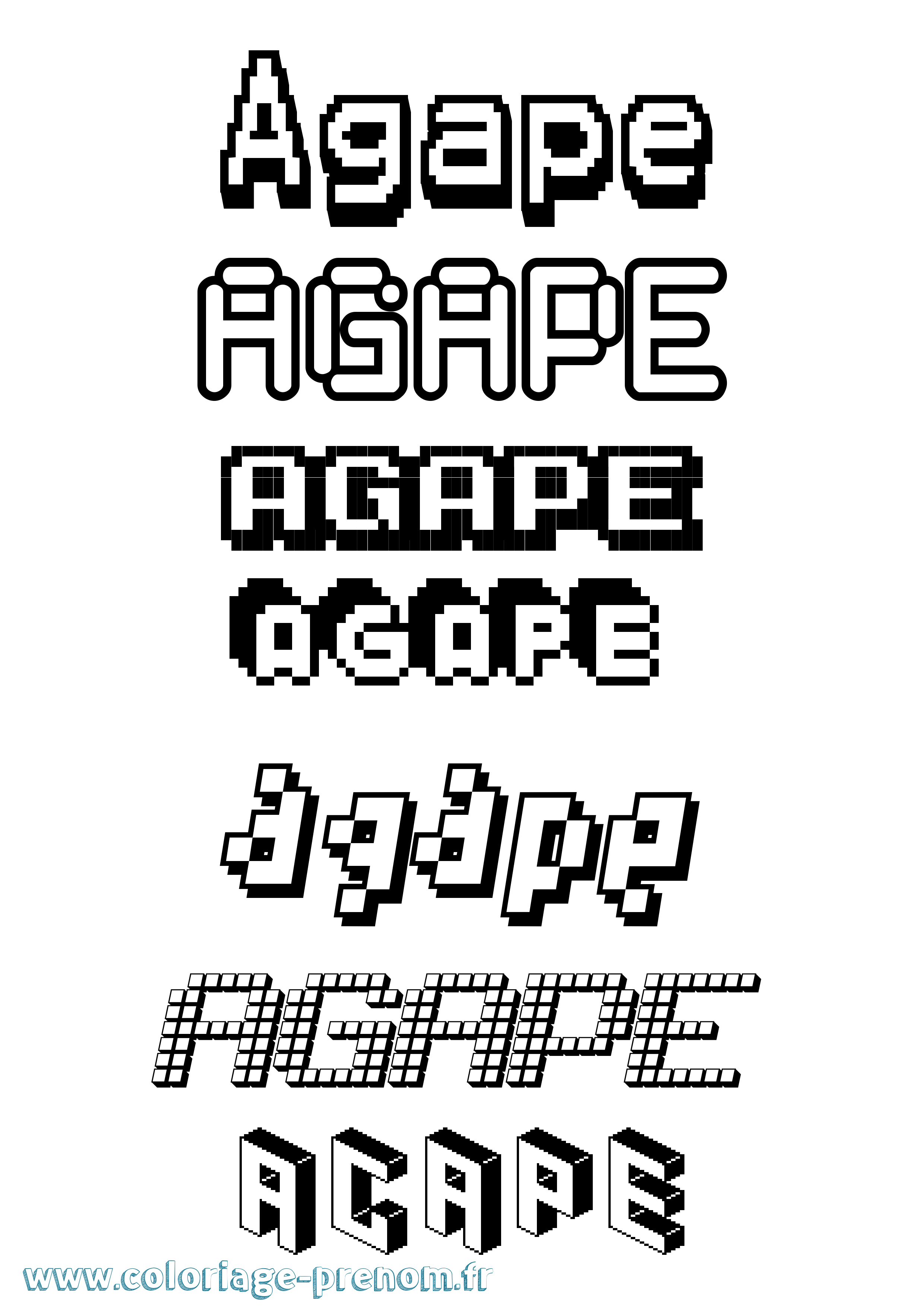 Coloriage prénom Agape Pixel