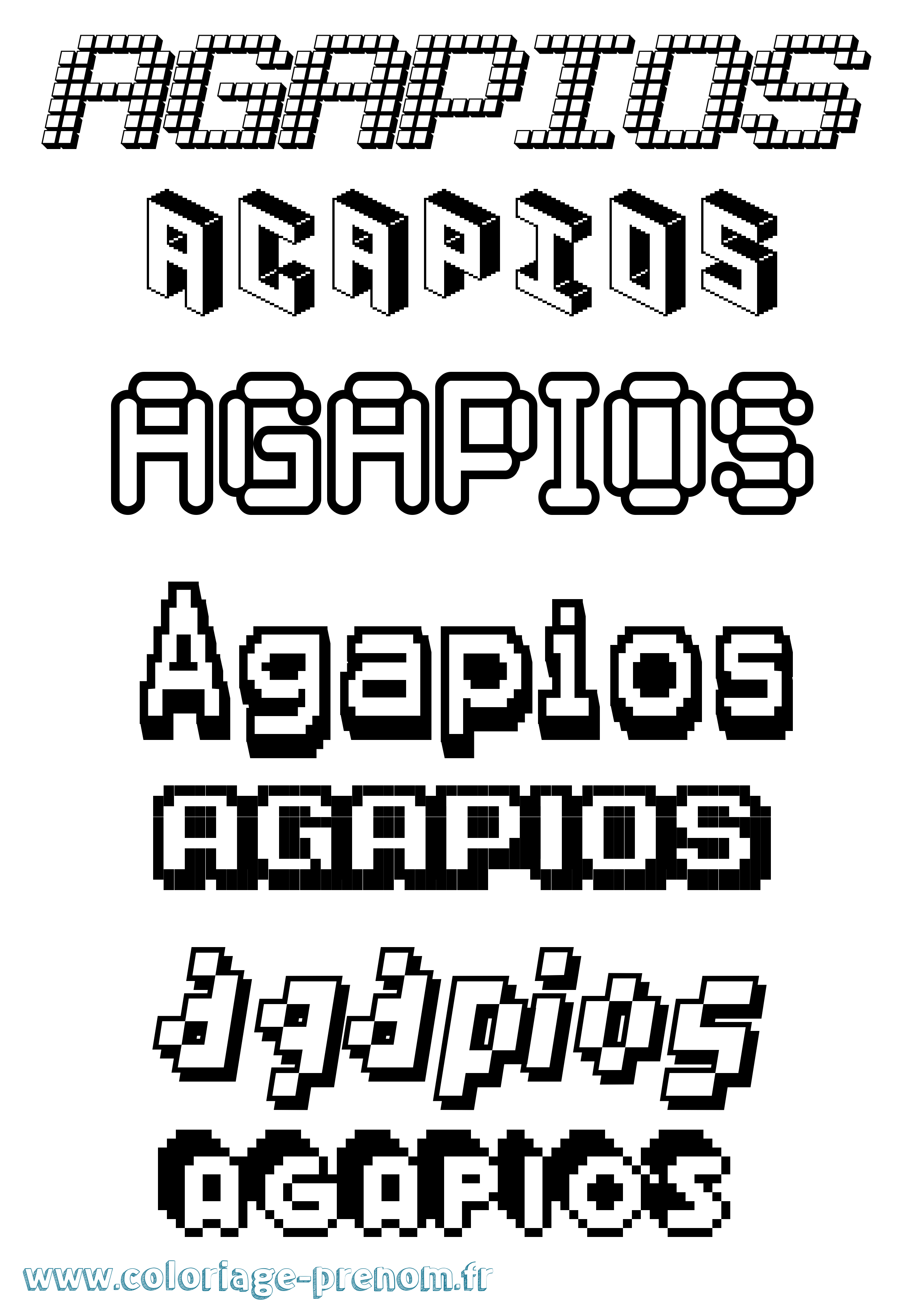 Coloriage prénom Agapios Pixel