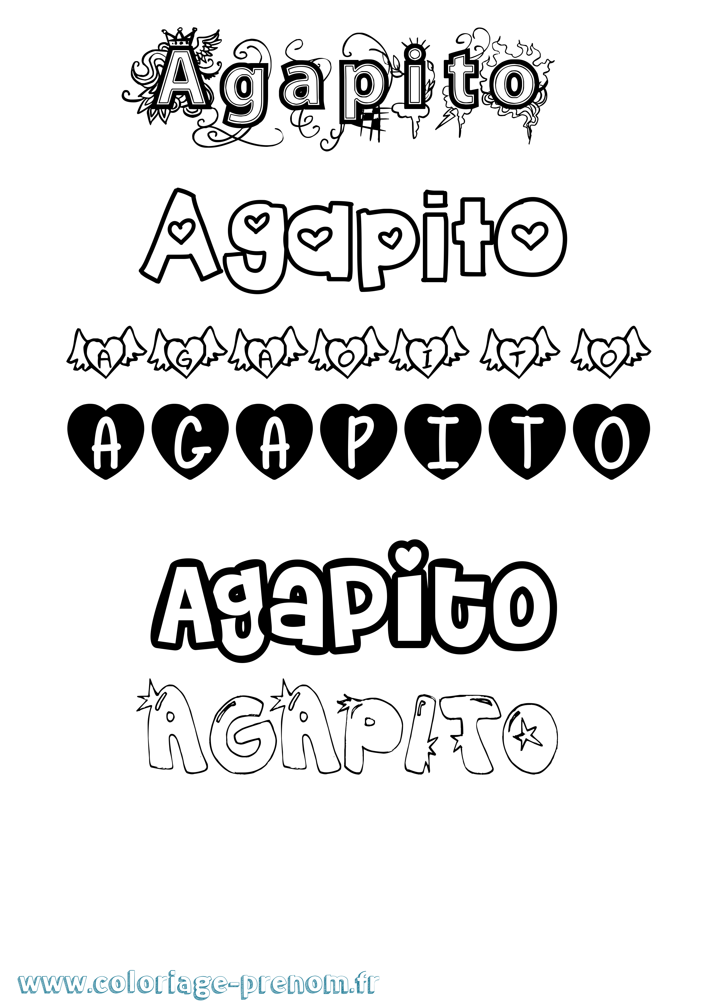 Coloriage prénom Agapito Girly