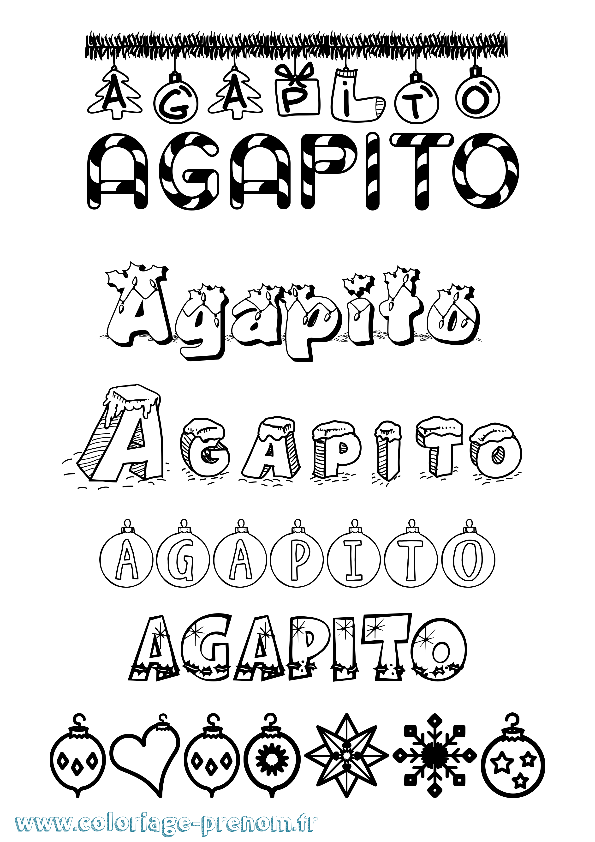 Coloriage prénom Agapito Noël