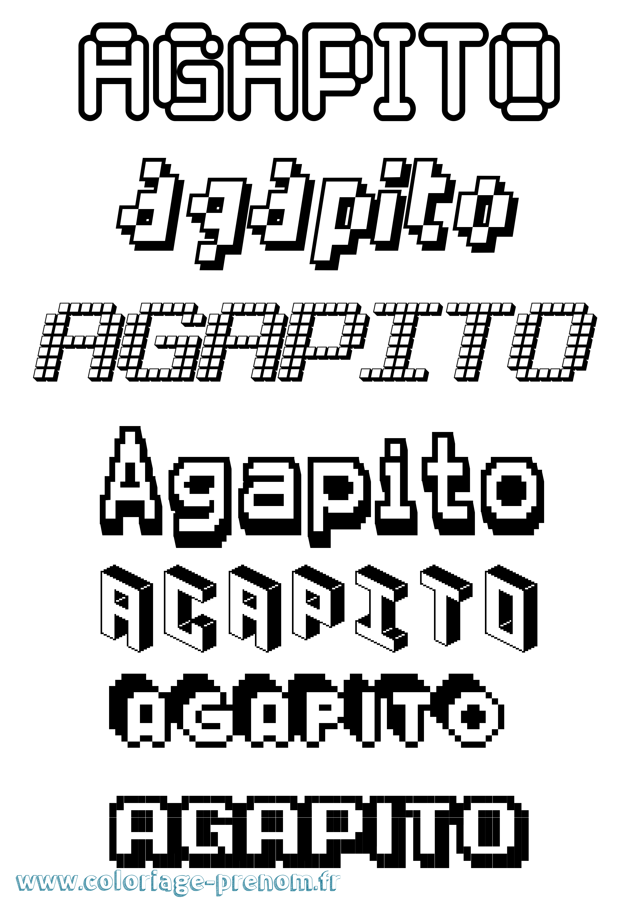 Coloriage prénom Agapito Pixel