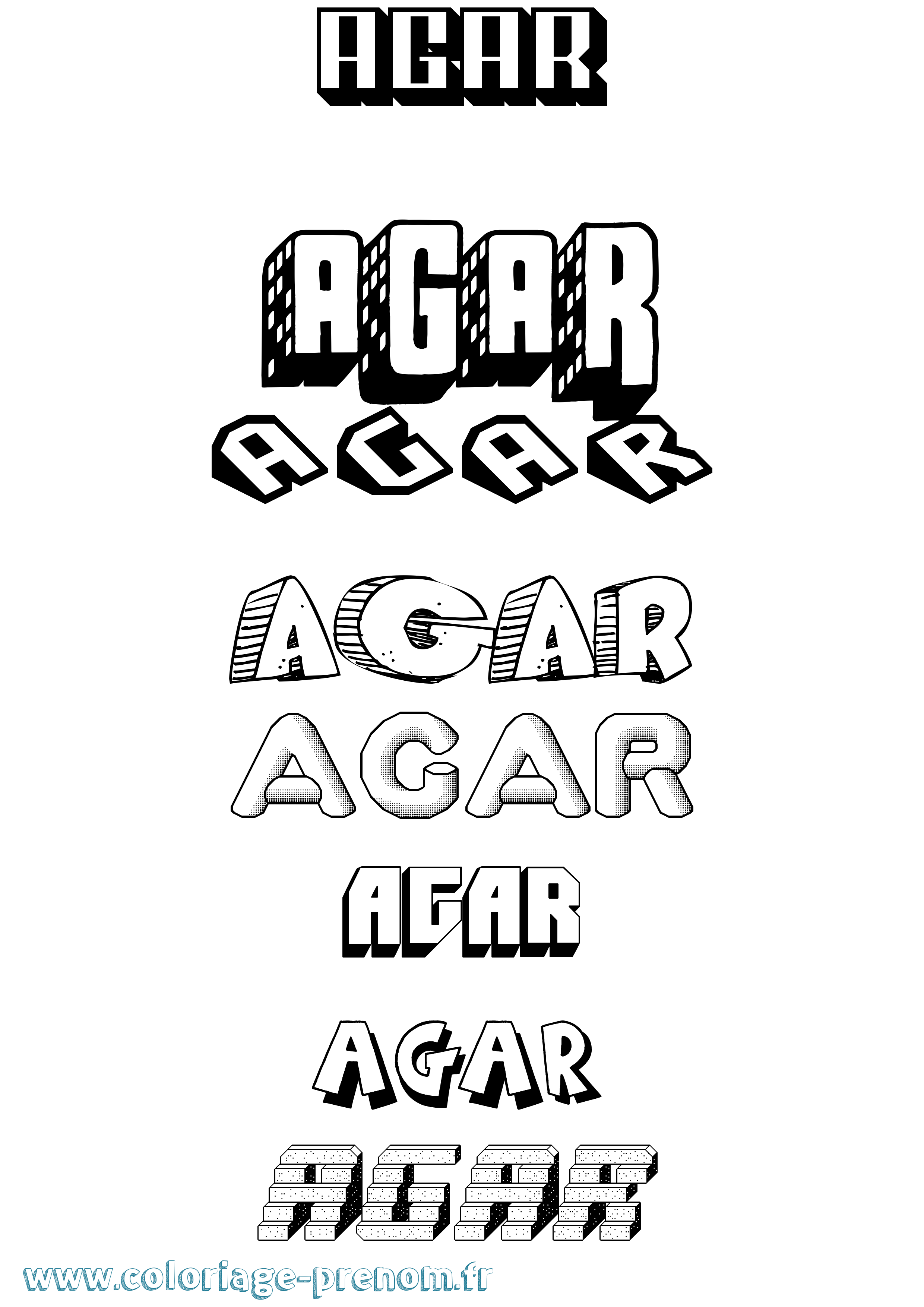 Coloriage Agar Effet 3D Coloriage prénom Agar Effet 3D