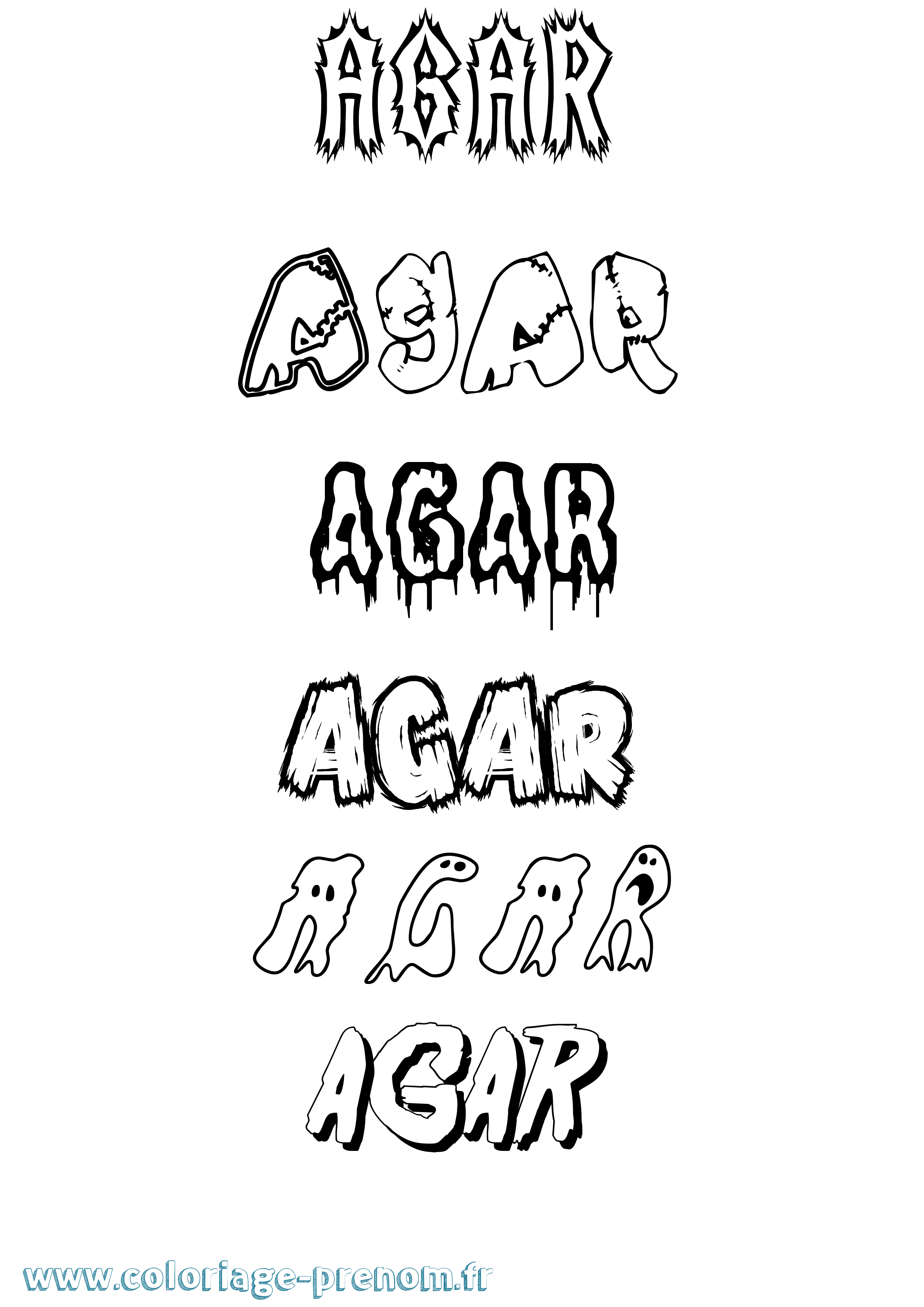 Coloriage Agar Frisson Coloriage prénom Agar Frisson