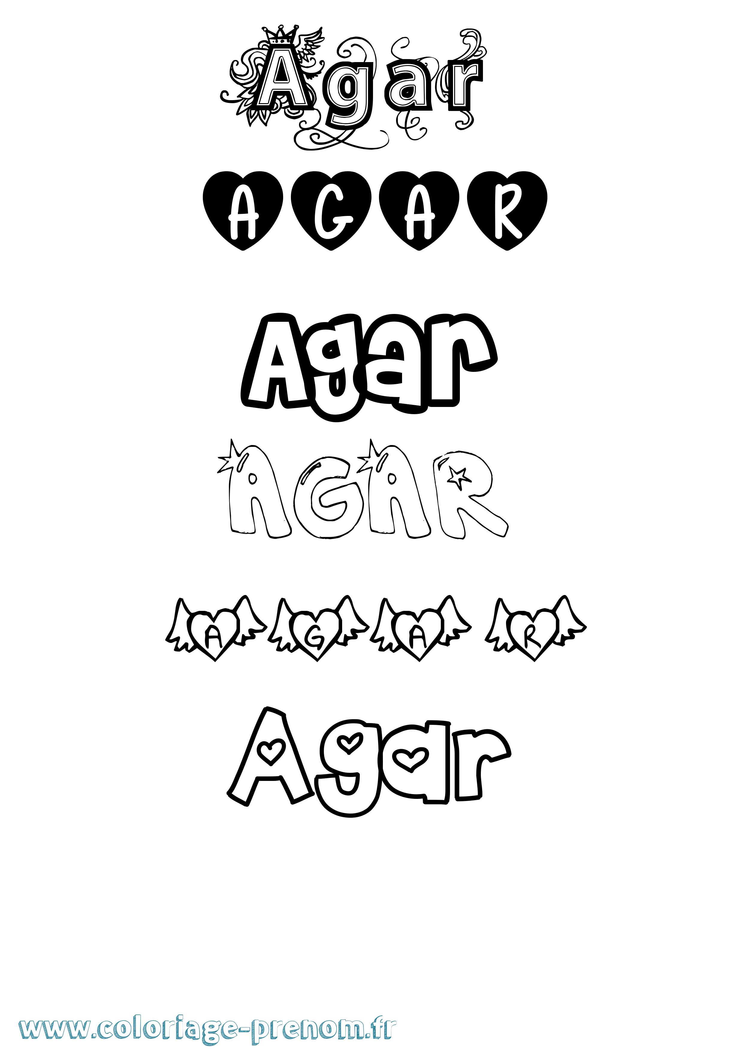 Coloriage Agar Girly Coloriage prénom Agar Girly