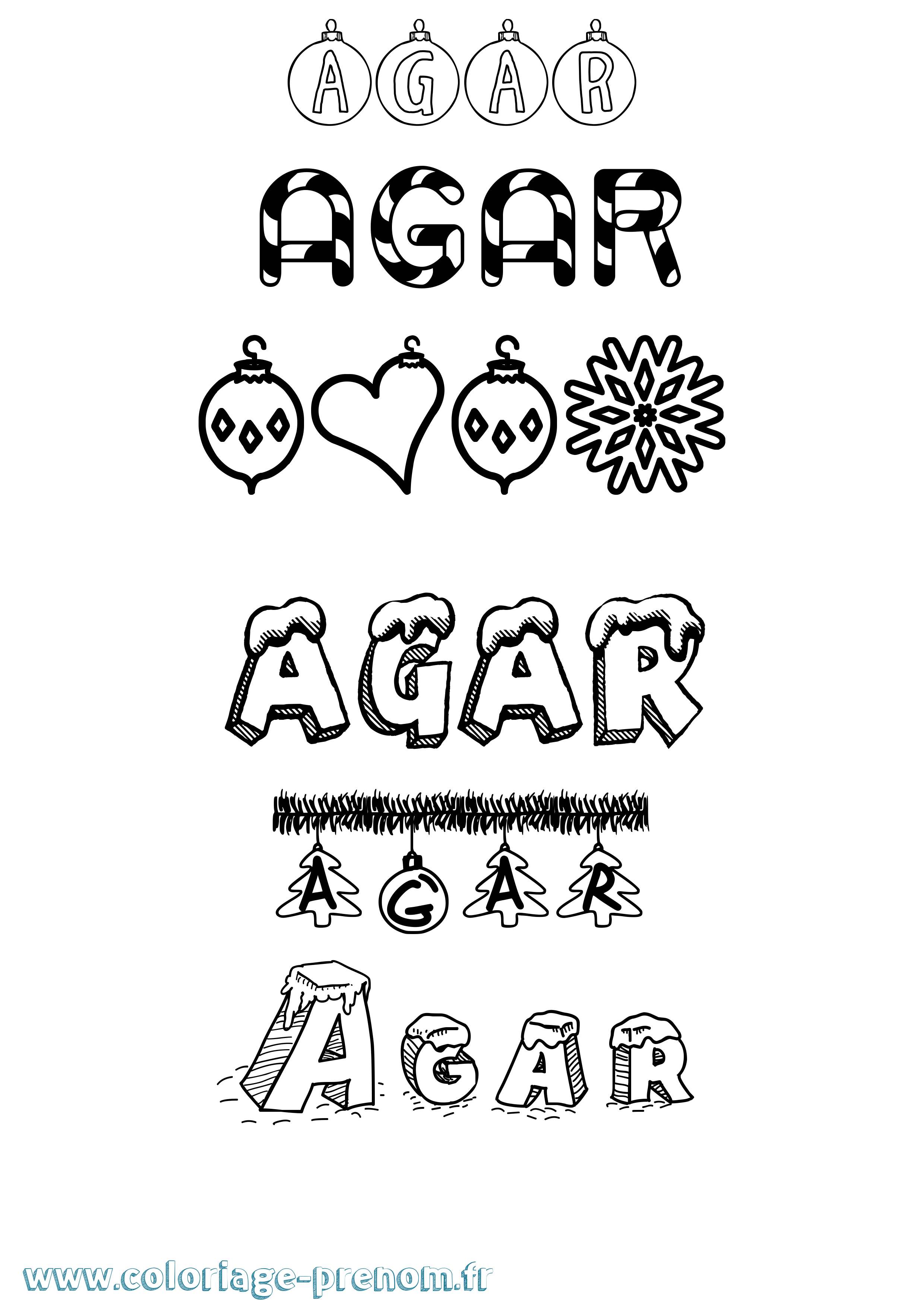 Coloriage Agar Noël Coloriage prénom Agar Noël