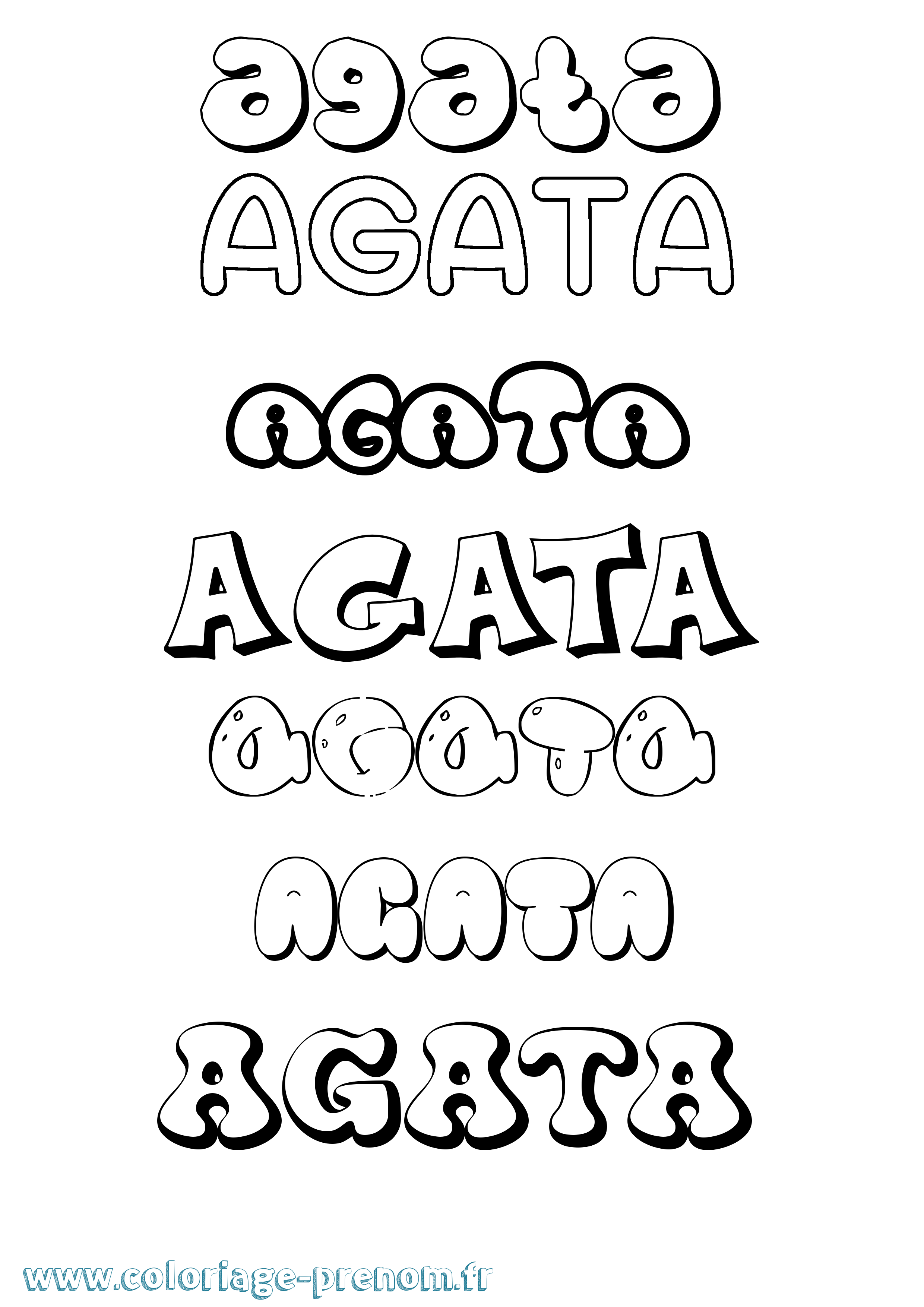 Coloriage prénom Agata Bubble