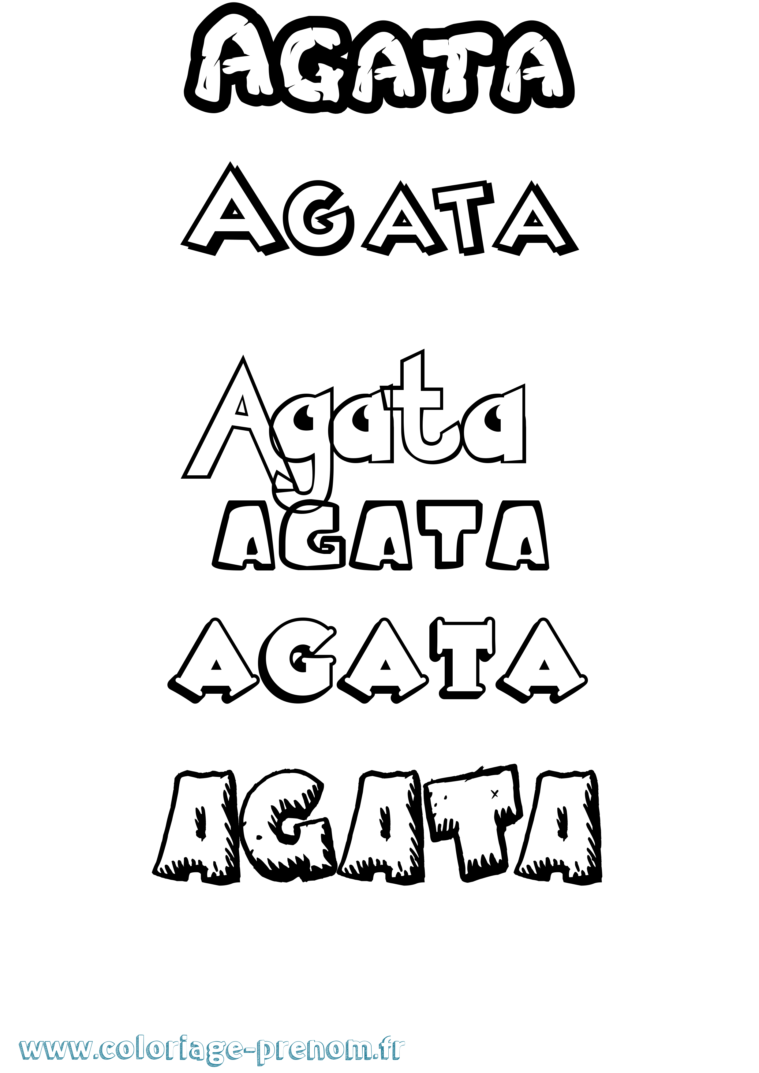 Coloriage Agata Dessin Animé Coloriage prénom Agata Dessin Animé