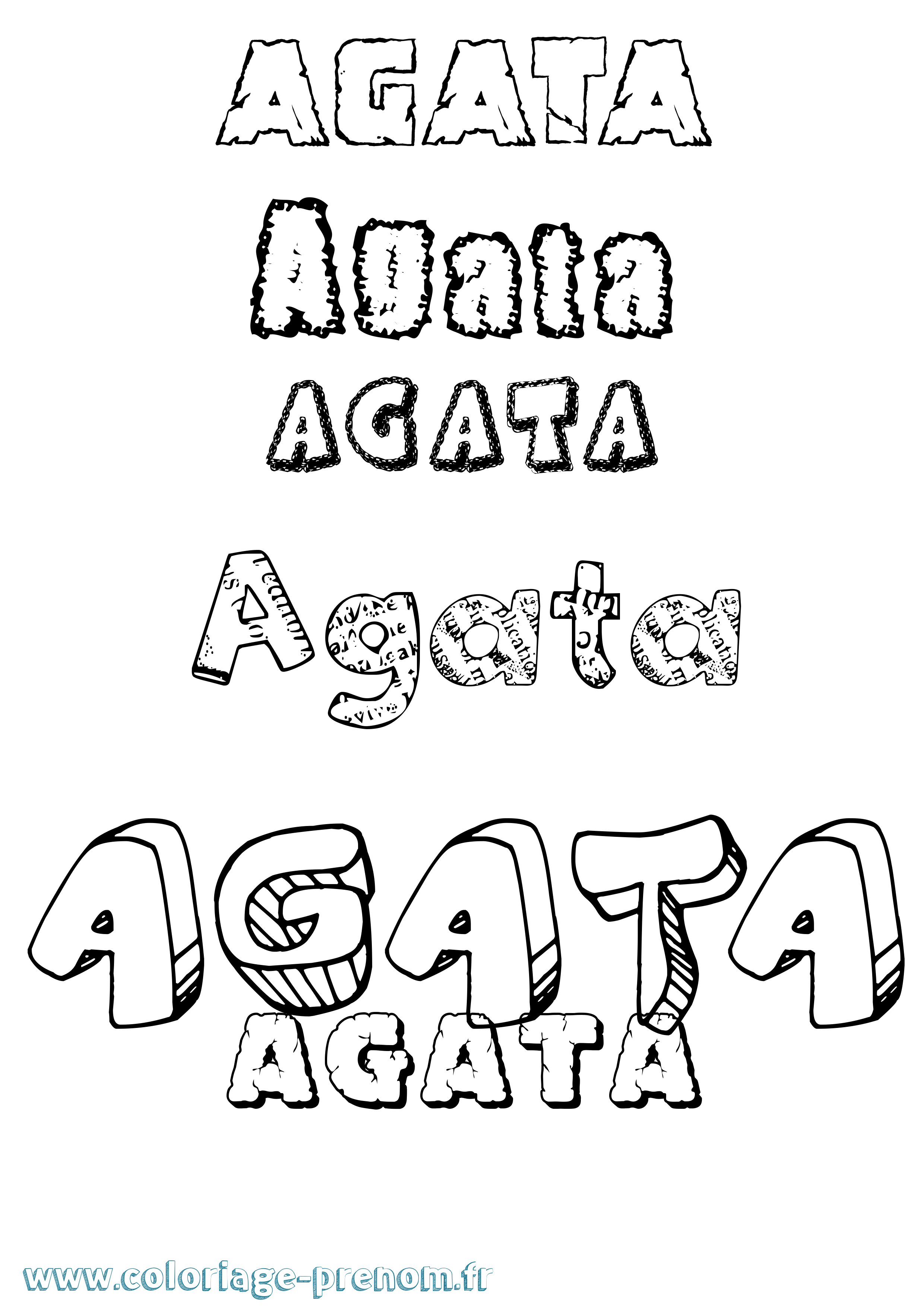 Coloriage Agata Destructuré Coloriage prénom Agata Destructuré