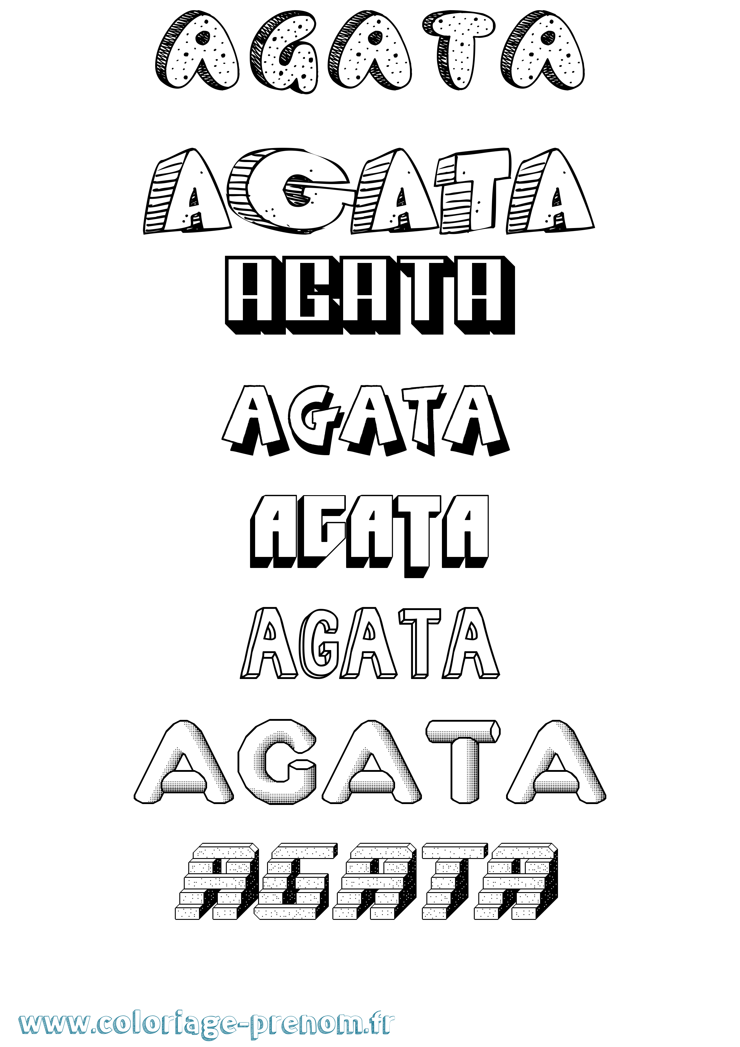 Coloriage Agata Effet 3D Coloriage prénom Agata Effet 3D