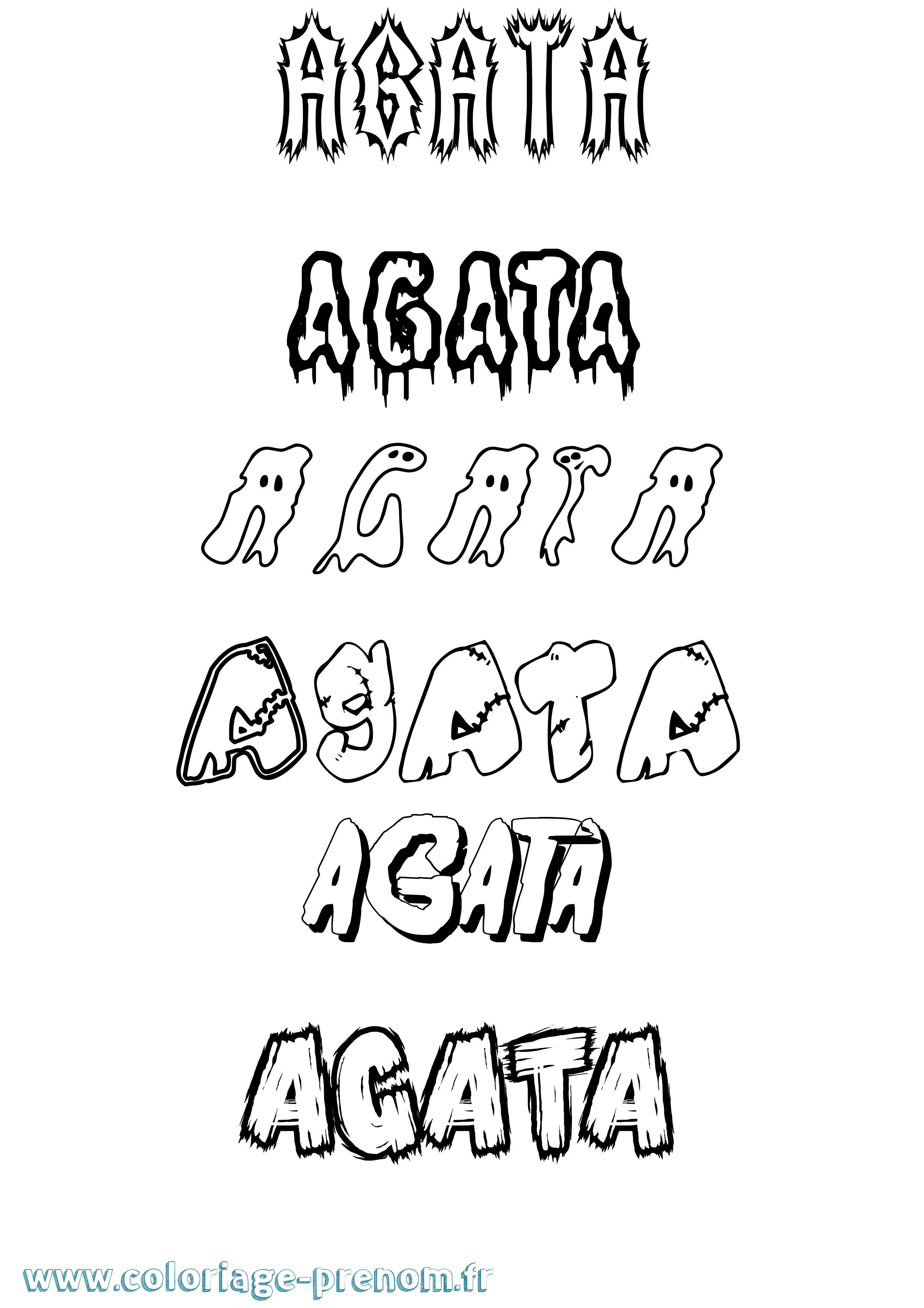 Coloriage Agata Frisson Coloriage prénom Agata Frisson