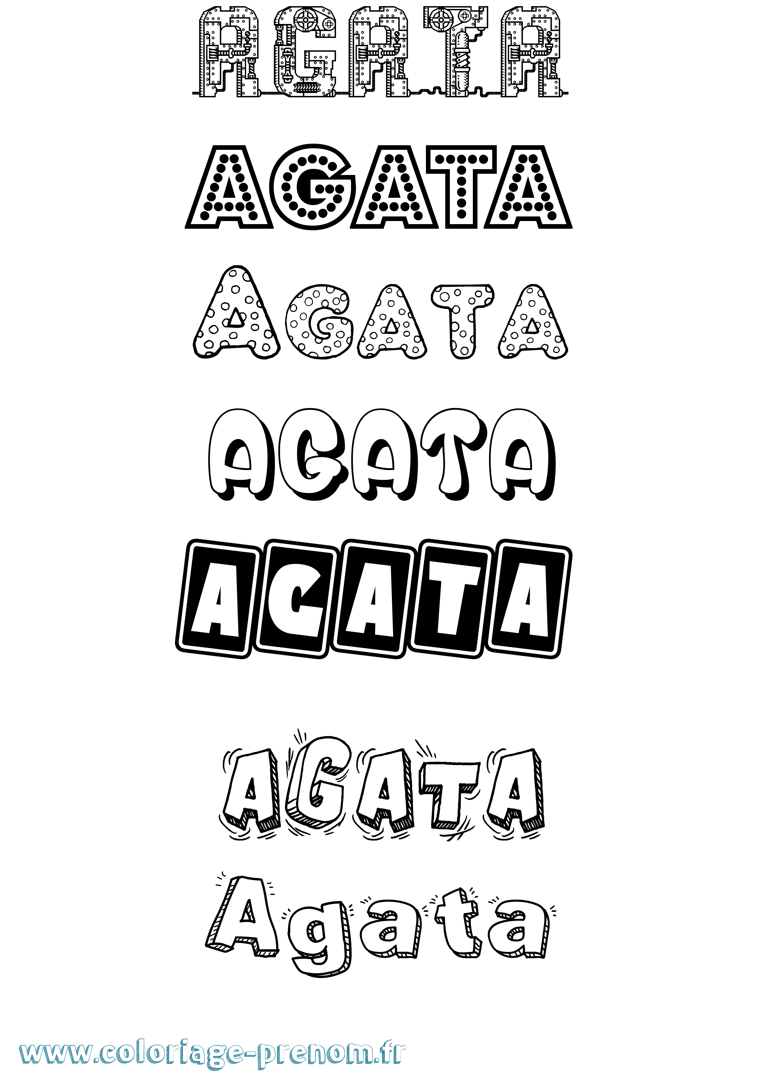 Coloriage prénom Agata Fun