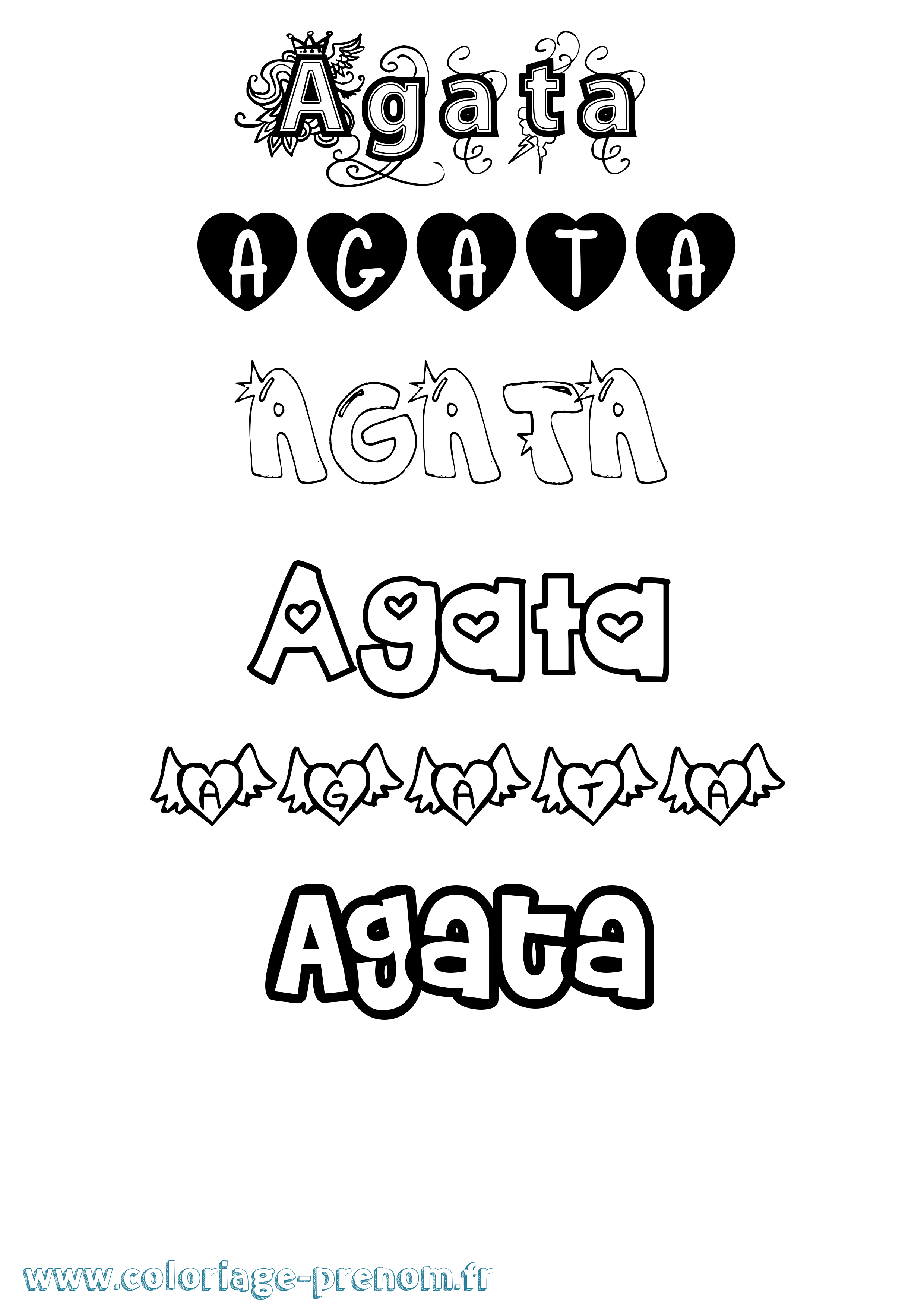 Coloriage Agata Girly Coloriage prénom Agata Girly