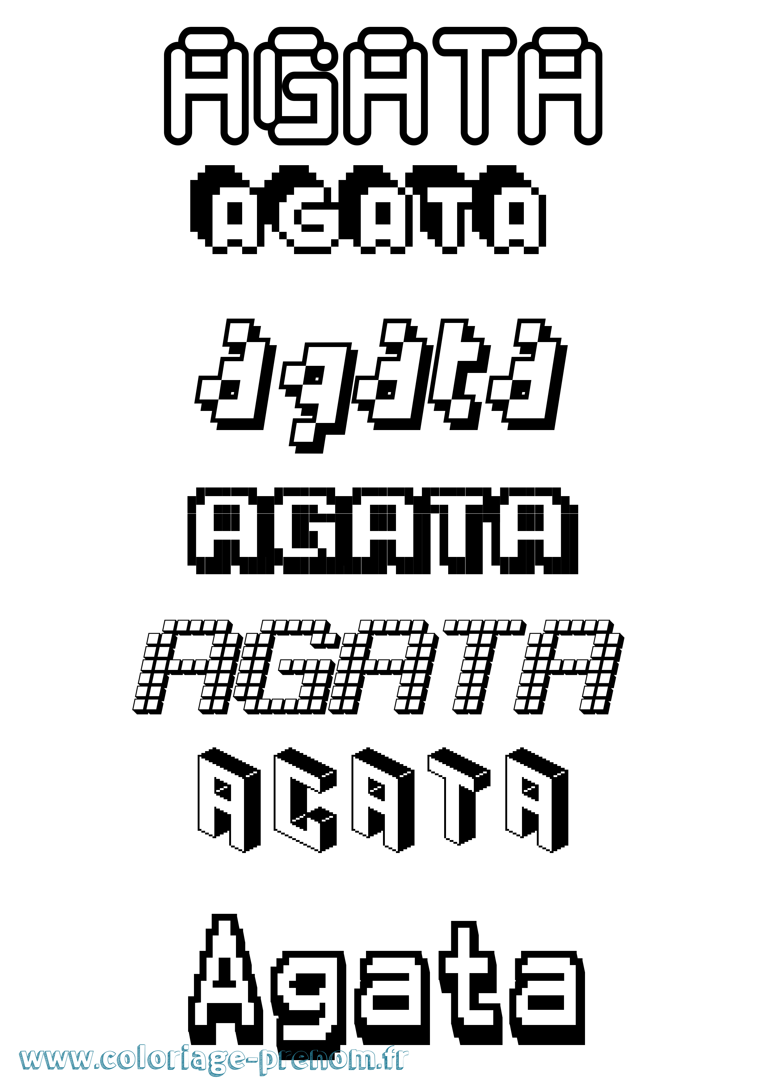 Coloriage Agata Pixel Coloriage prénom Agata Pixel