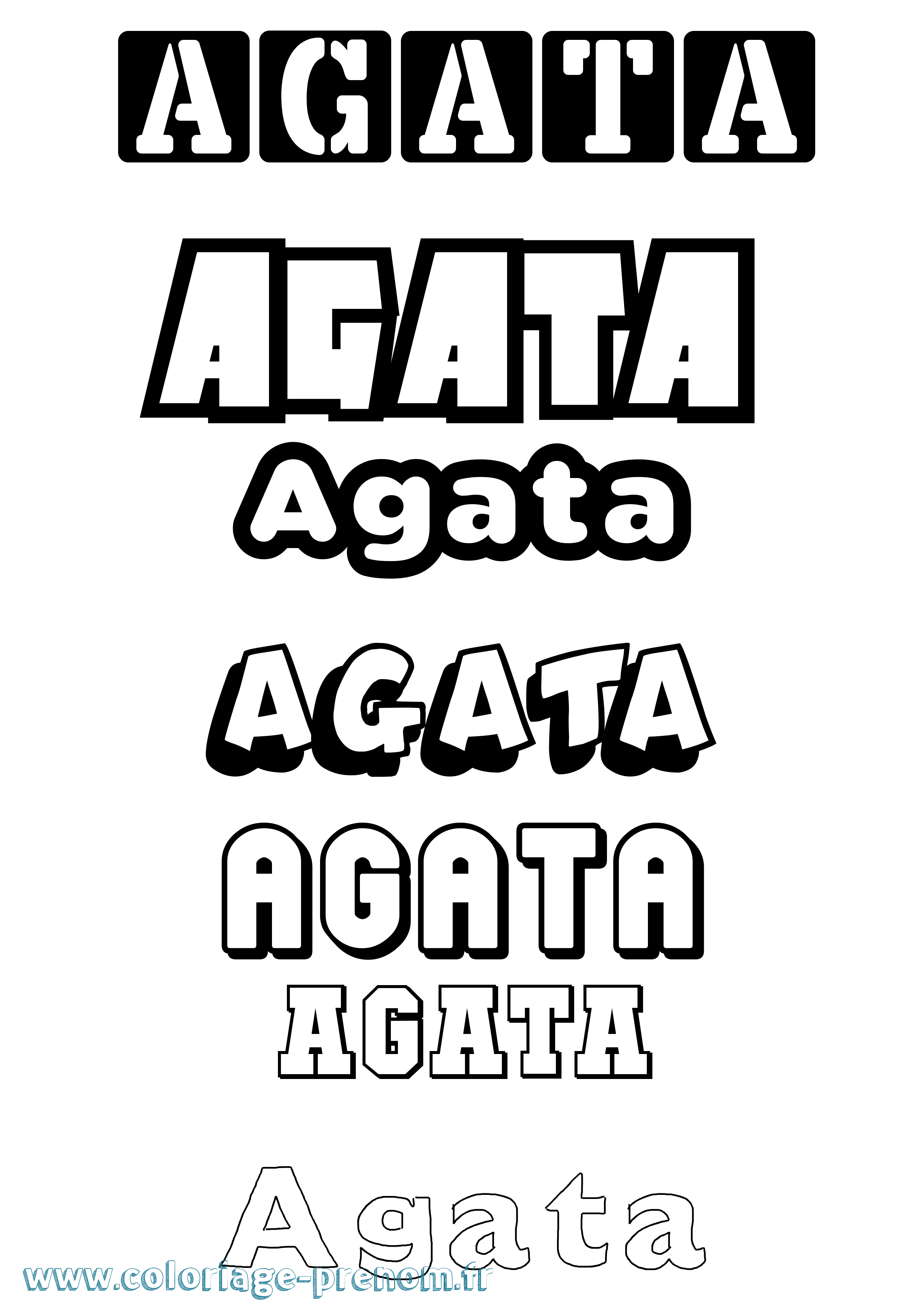 Coloriage prénom Agata Simple