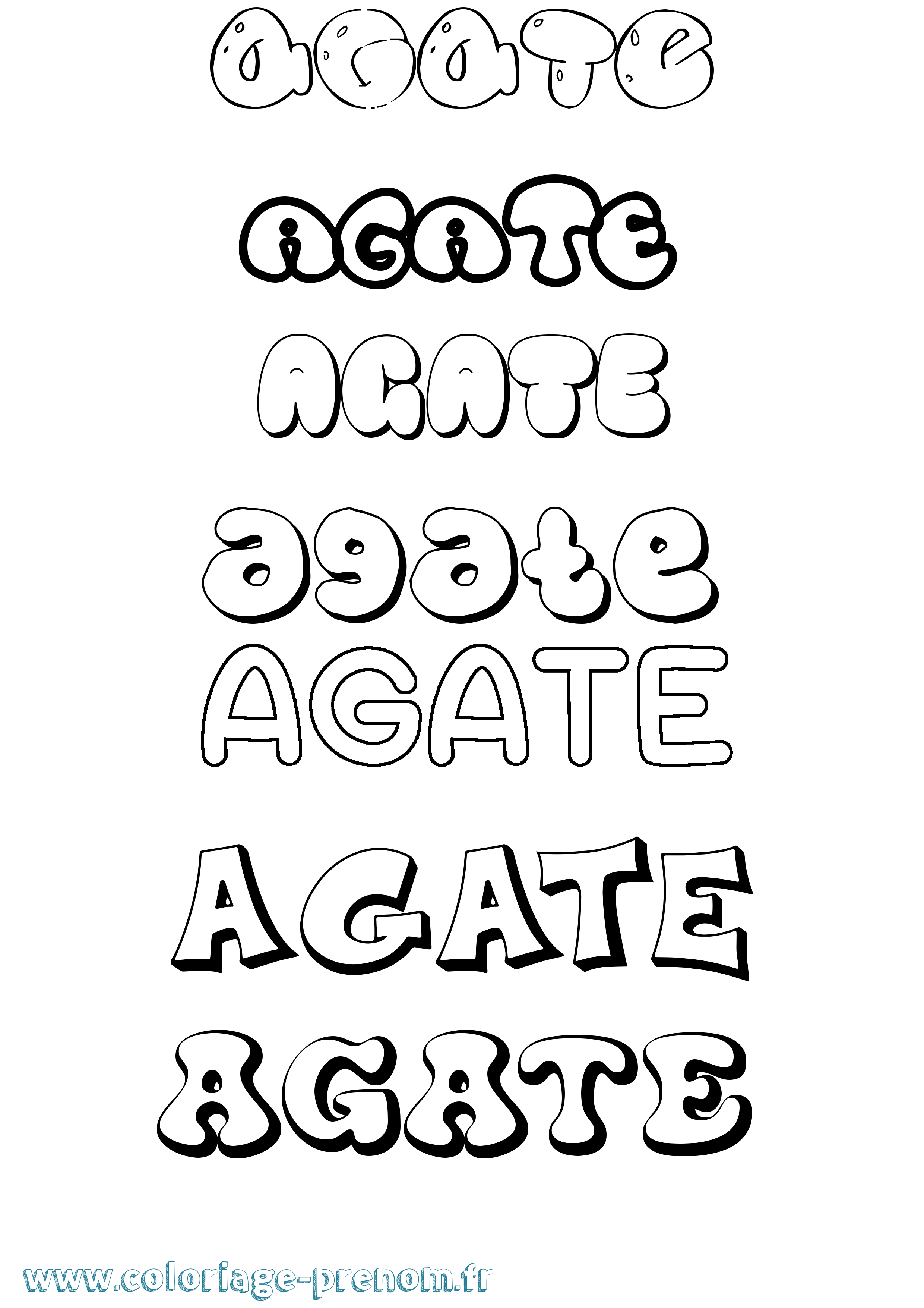 Coloriage prénom Agate Bubble