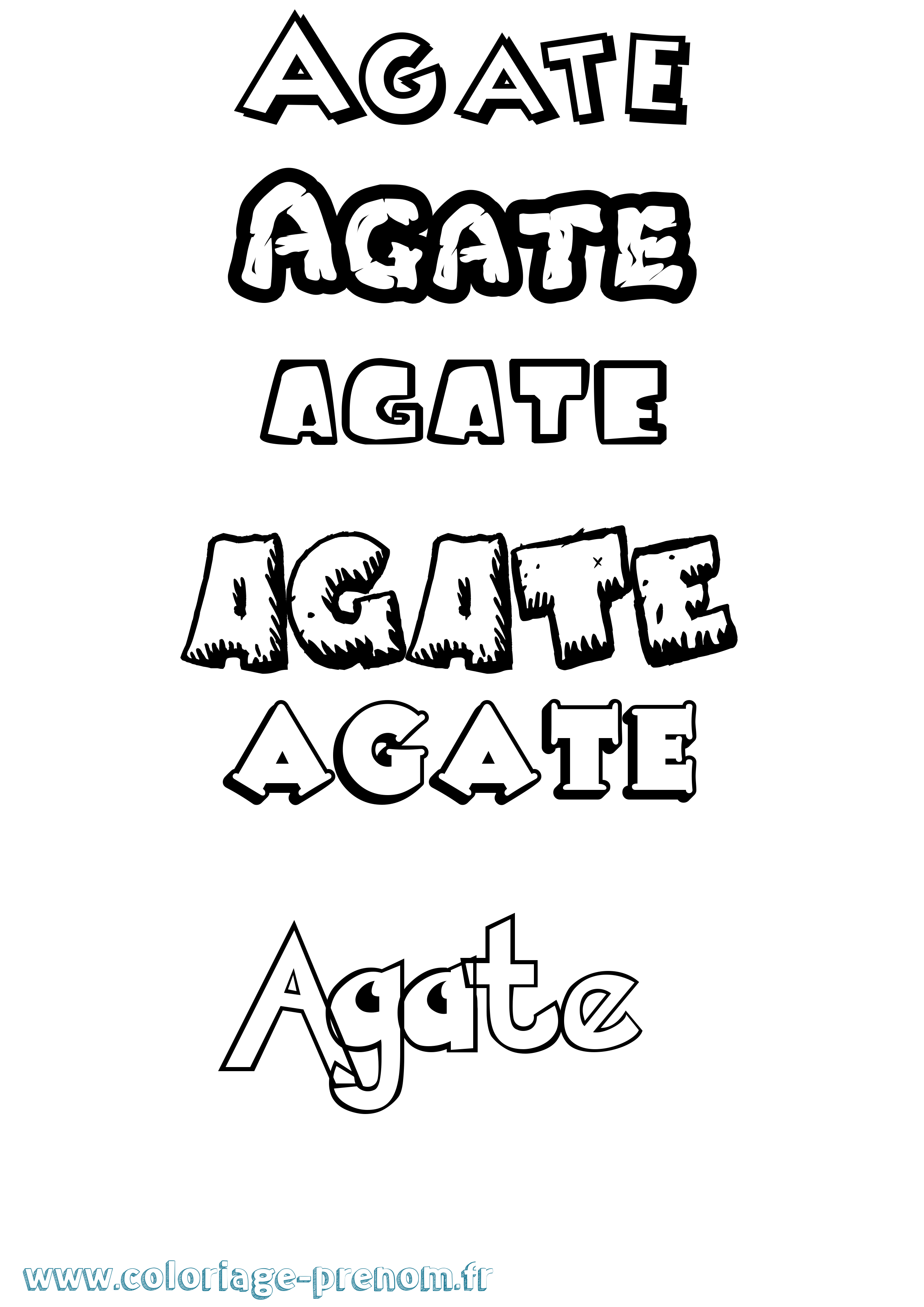 Coloriage Agate Dessin Animé Coloriage prénom Agate Dessin Animé