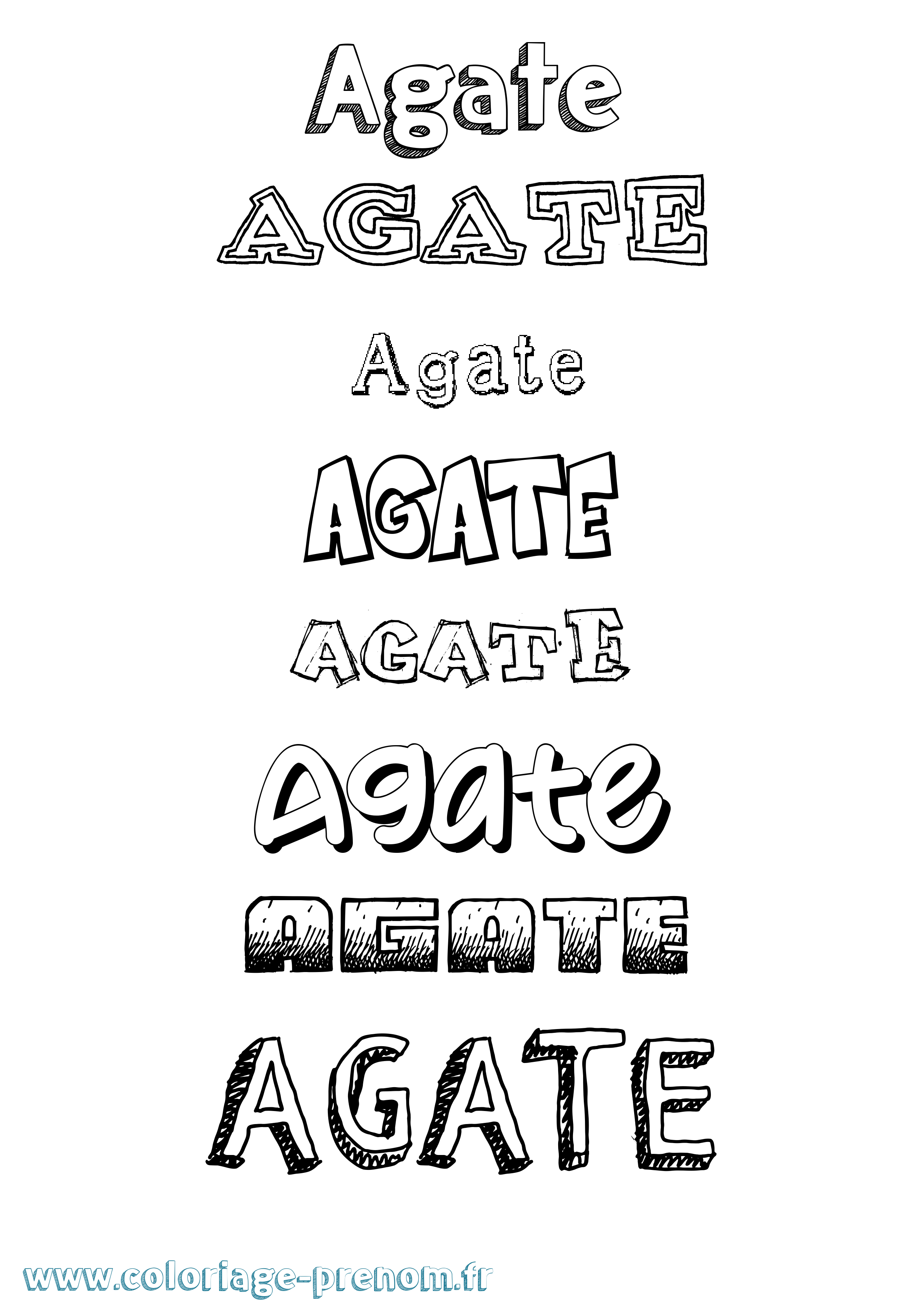 Coloriage Agate Dessiné Coloriage prénom Agate Dessiné