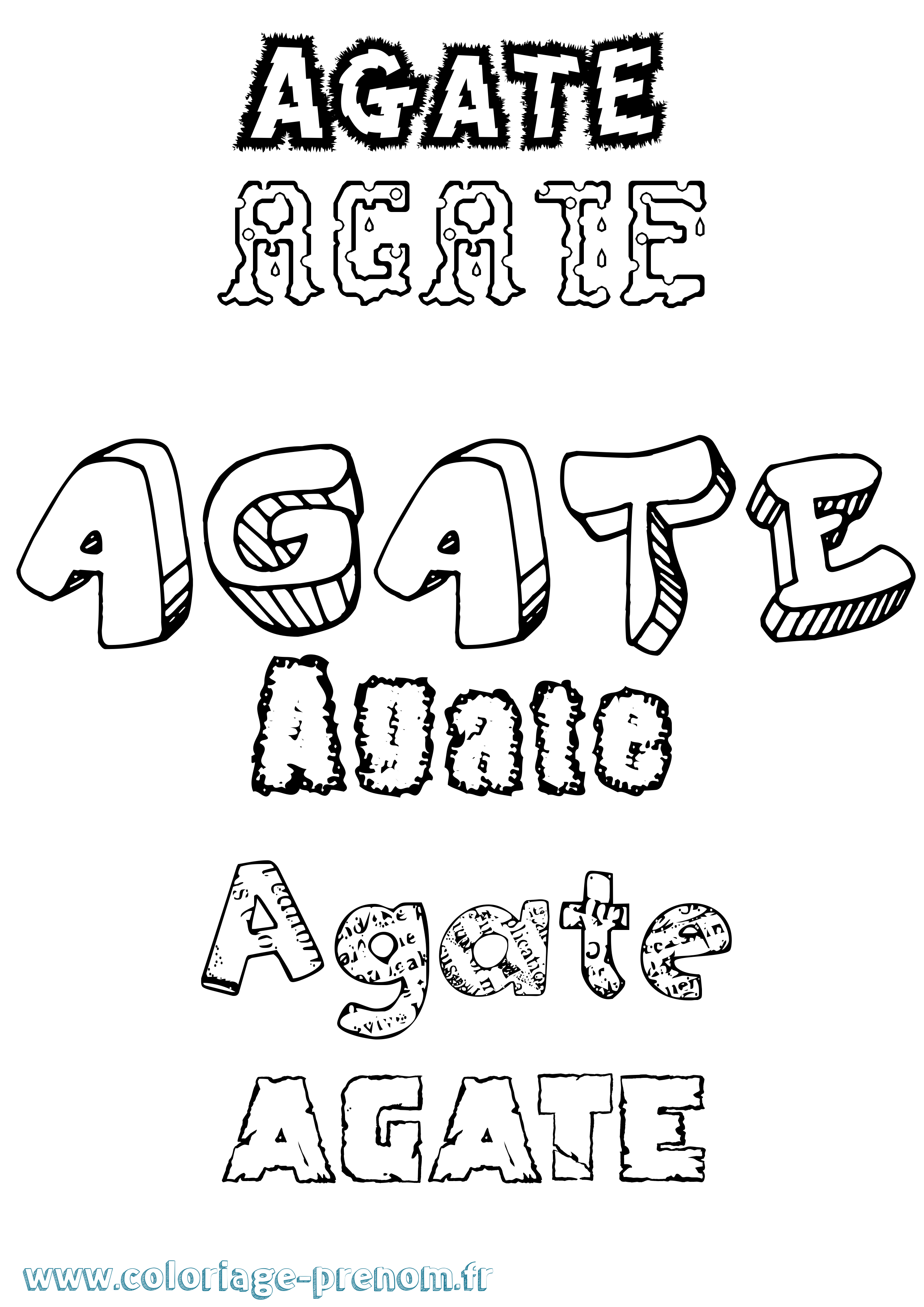 Coloriage Agate Destructuré Coloriage prénom Agate Destructuré