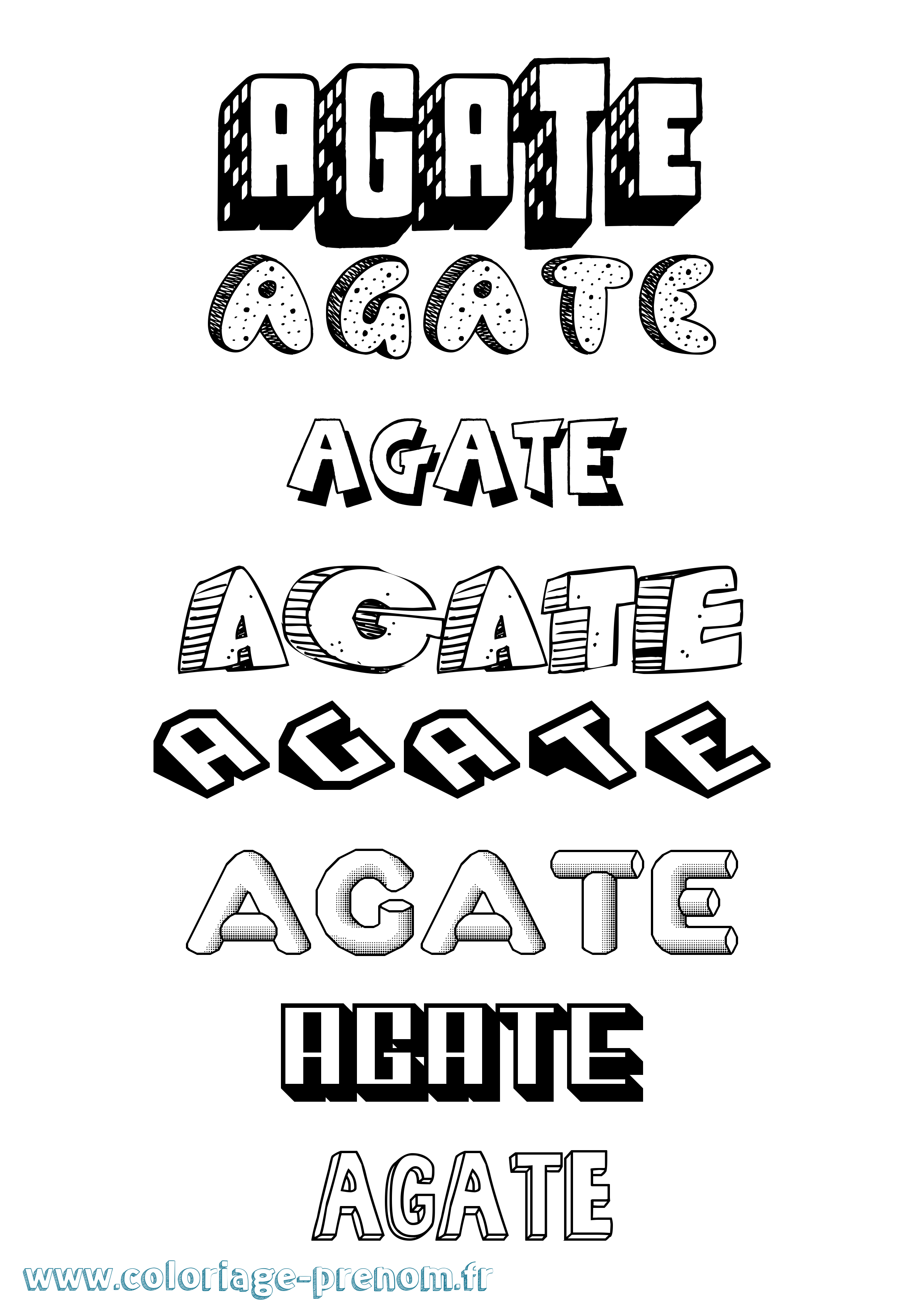 Coloriage Agate Effet 3D Coloriage prénom Agate Effet 3D
