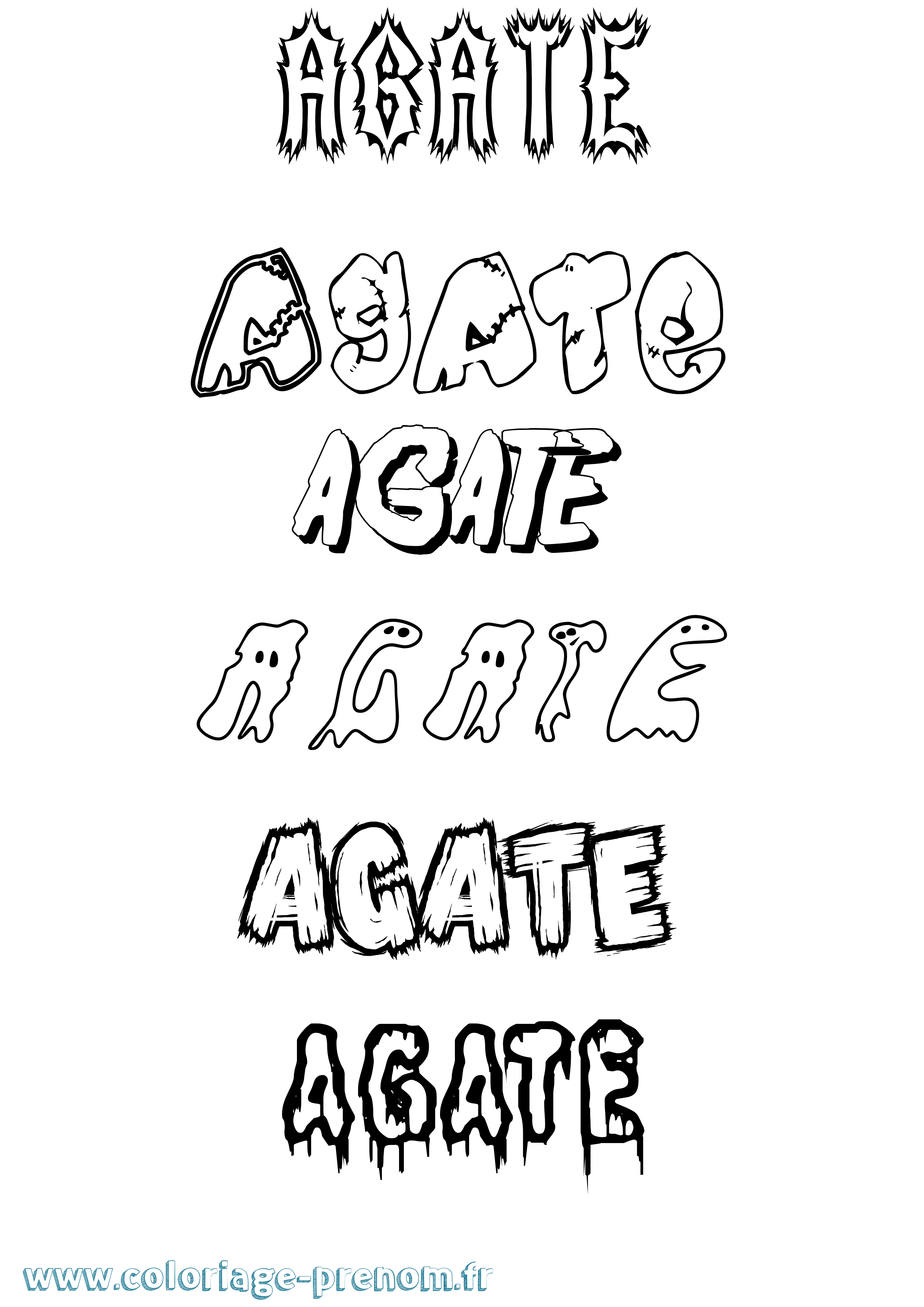 Coloriage Agate Frisson Coloriage prénom Agate Frisson