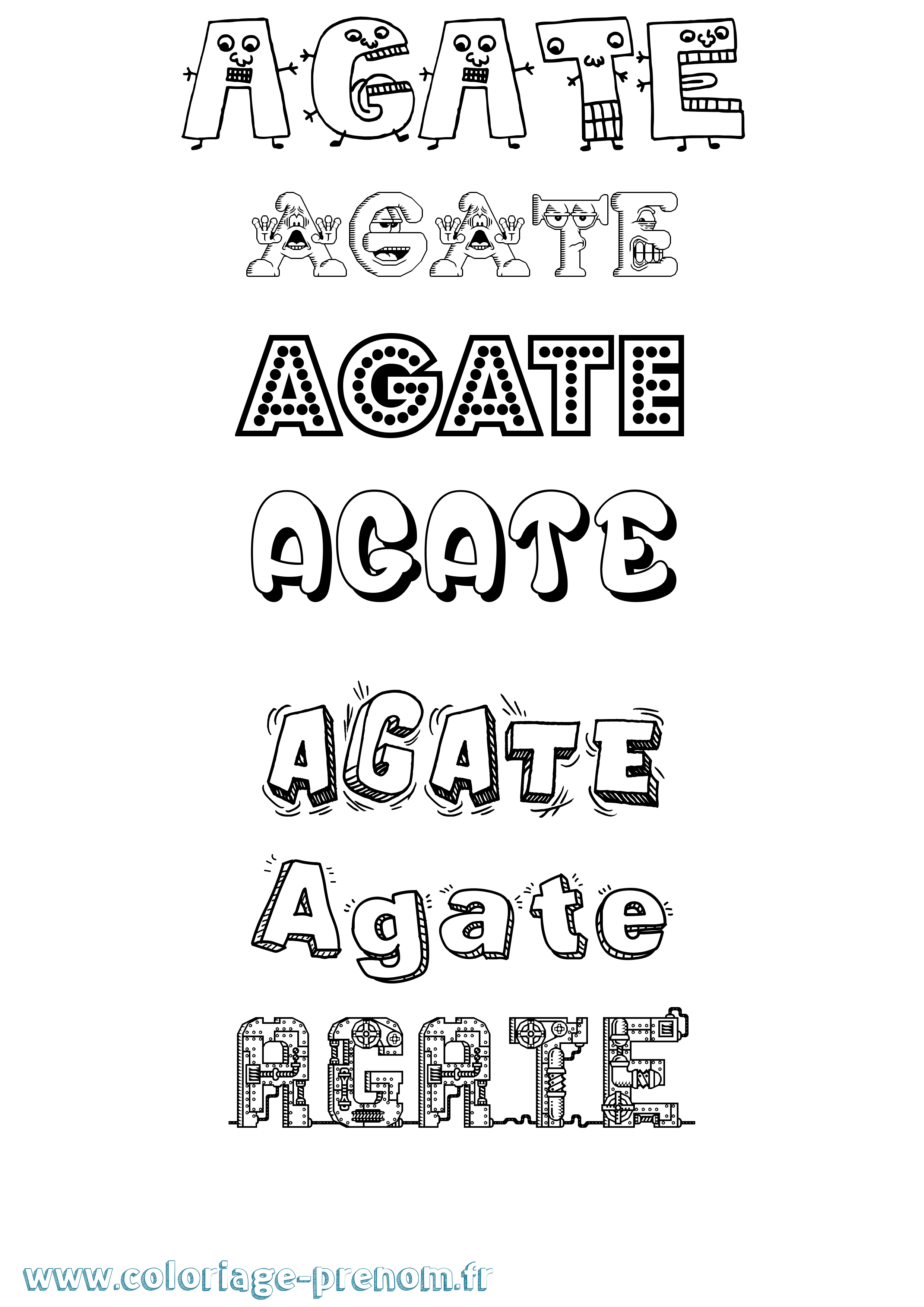 Coloriage prénom Agate Fun