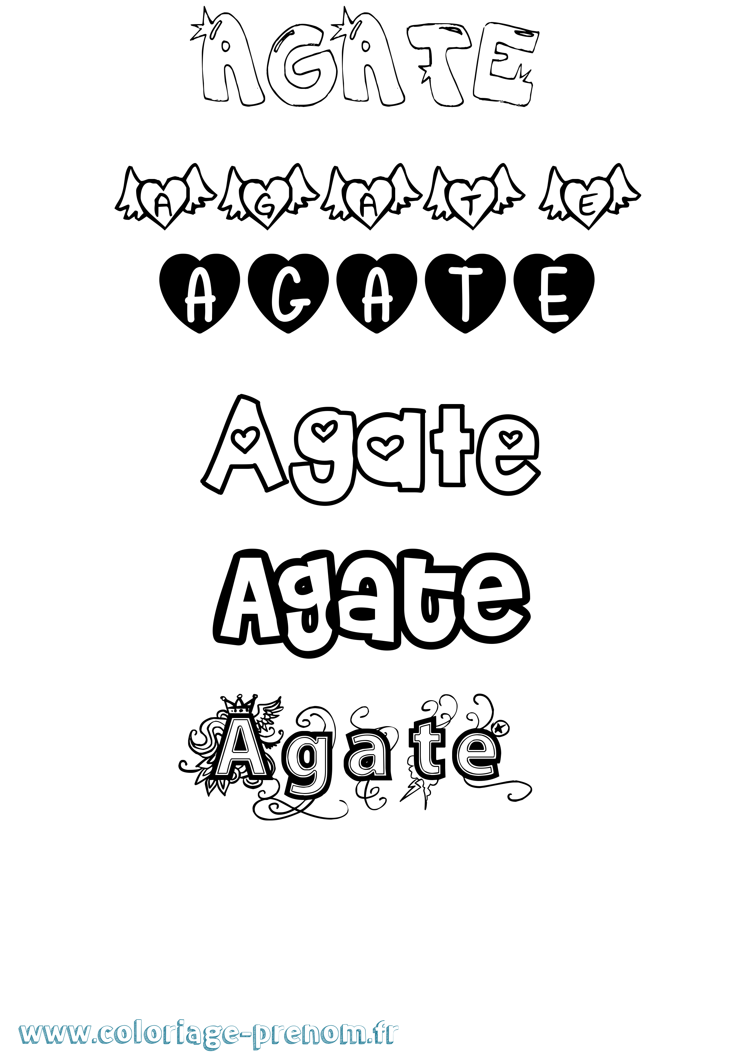 Coloriage Agate Girly Coloriage prénom Agate Girly