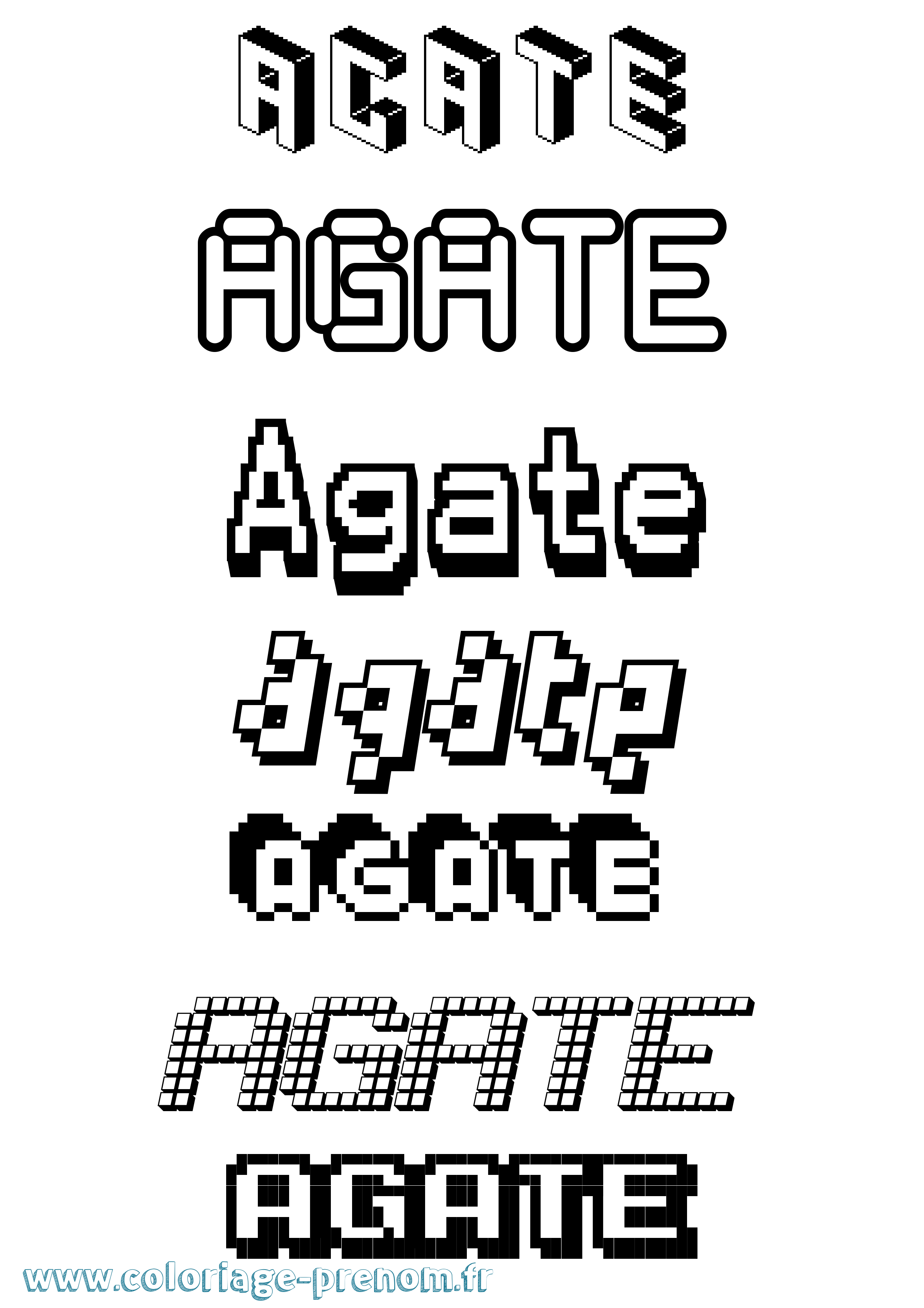 Coloriage prénom Agate Pixel