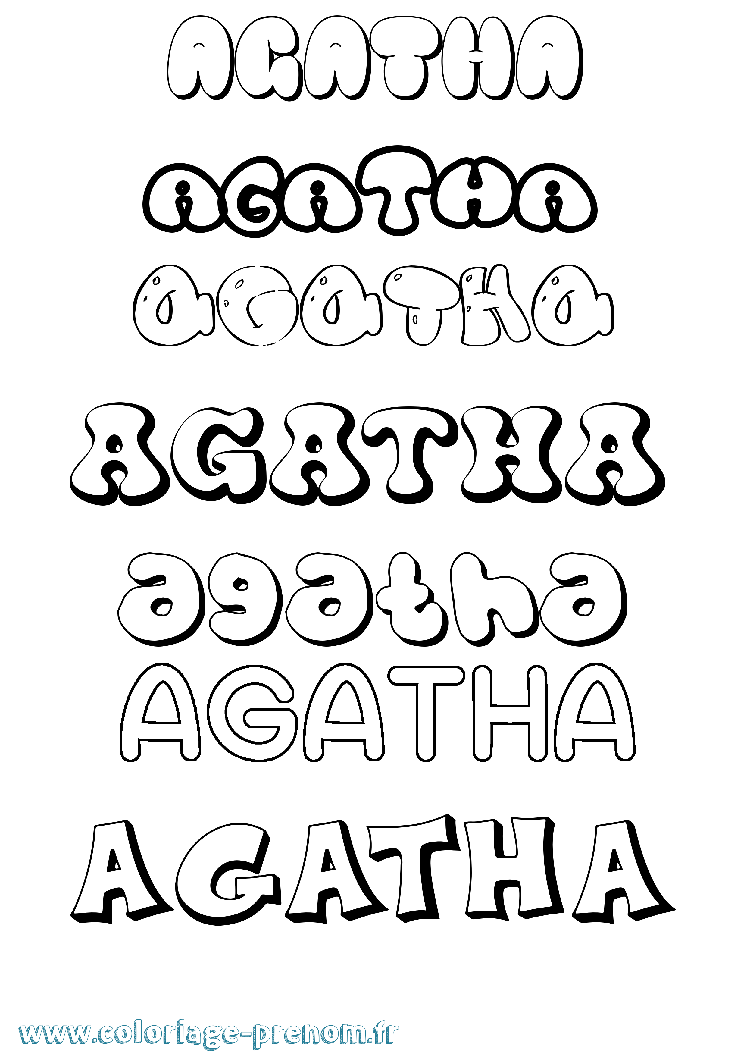 Coloriage Agatha Bubble Coloriage prénom Agatha Bubble