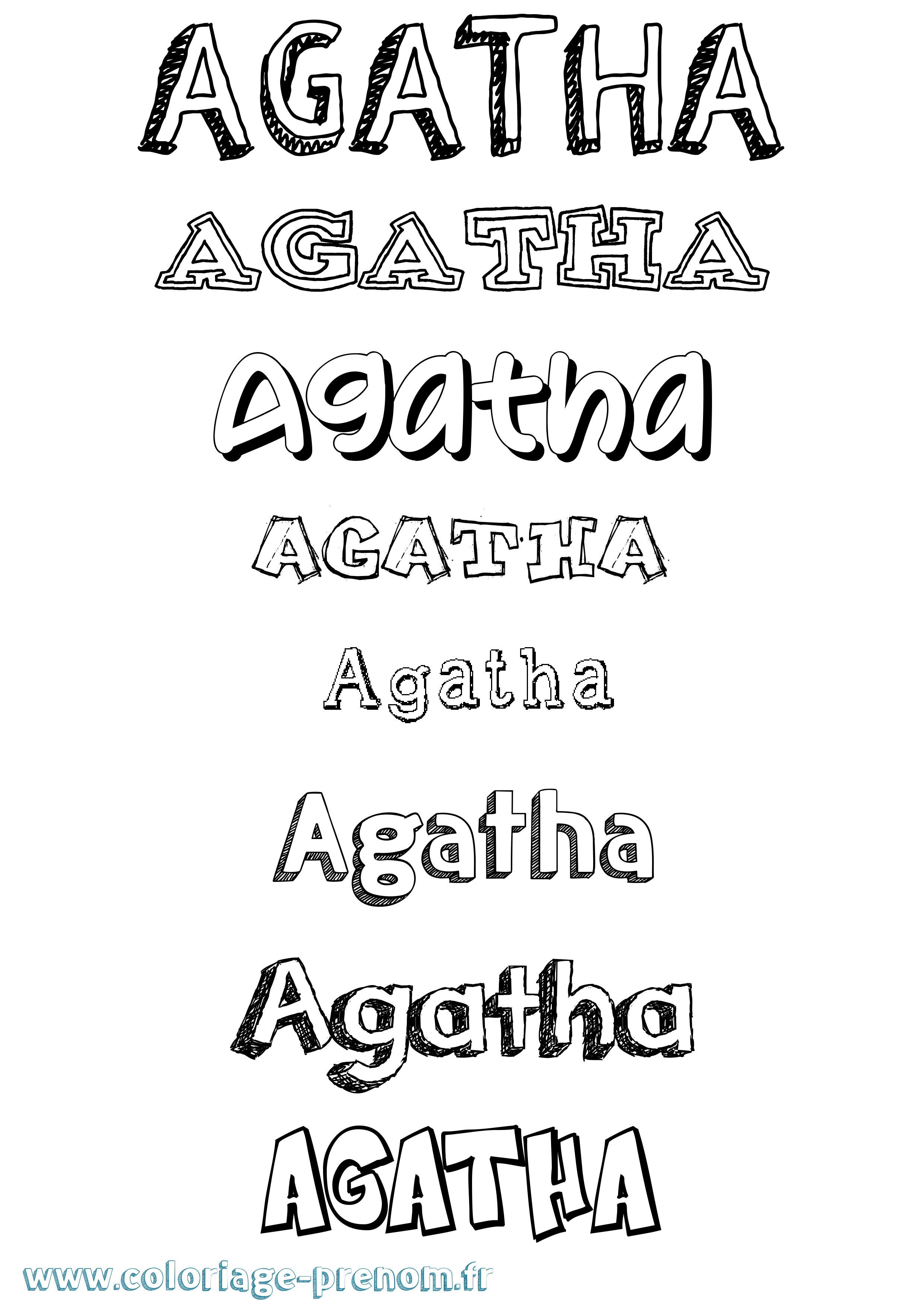 Coloriage Agatha Dessiné Coloriage prénom Agatha Dessiné