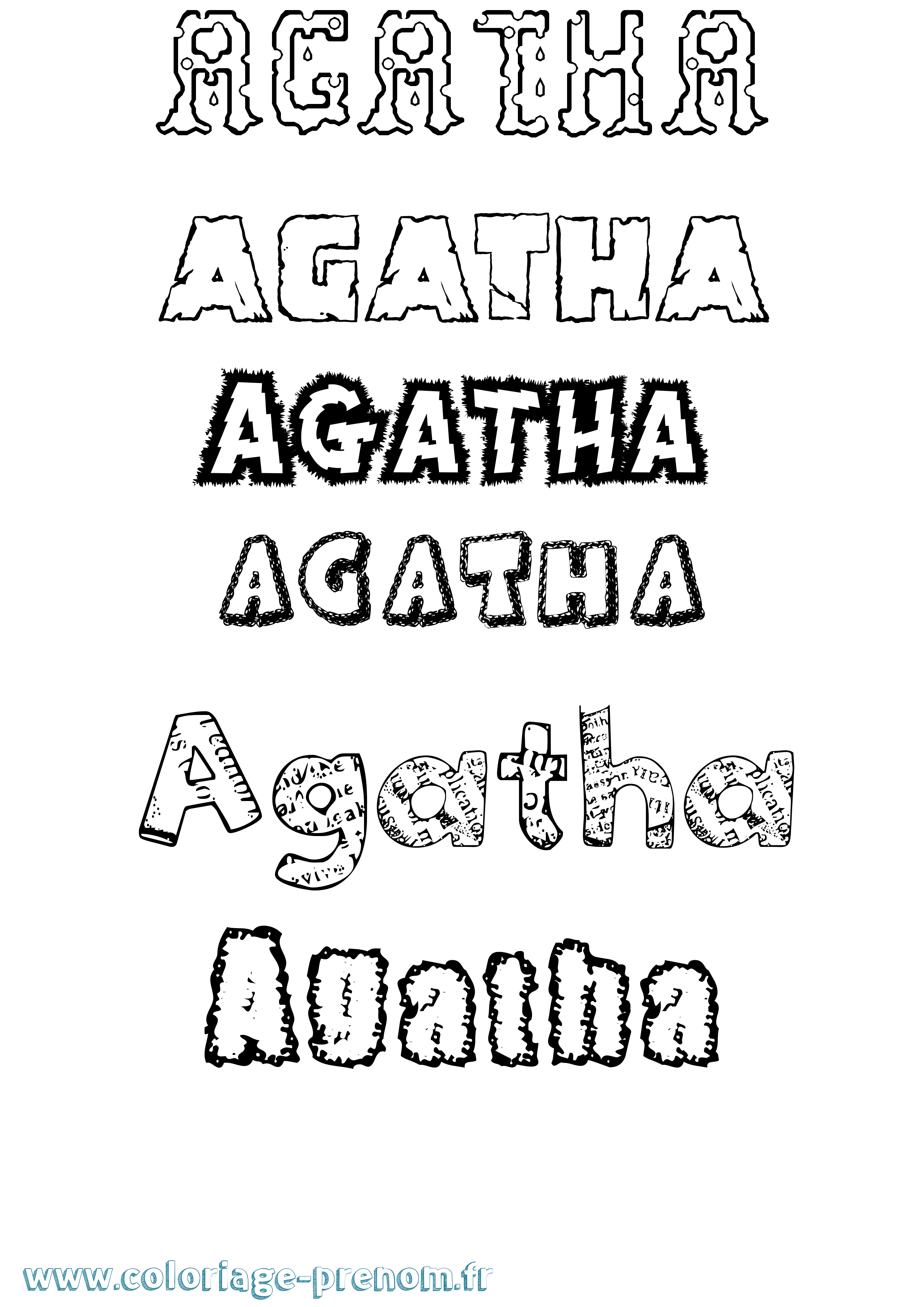 Coloriage Agatha Destructuré Coloriage prénom Agatha Destructuré