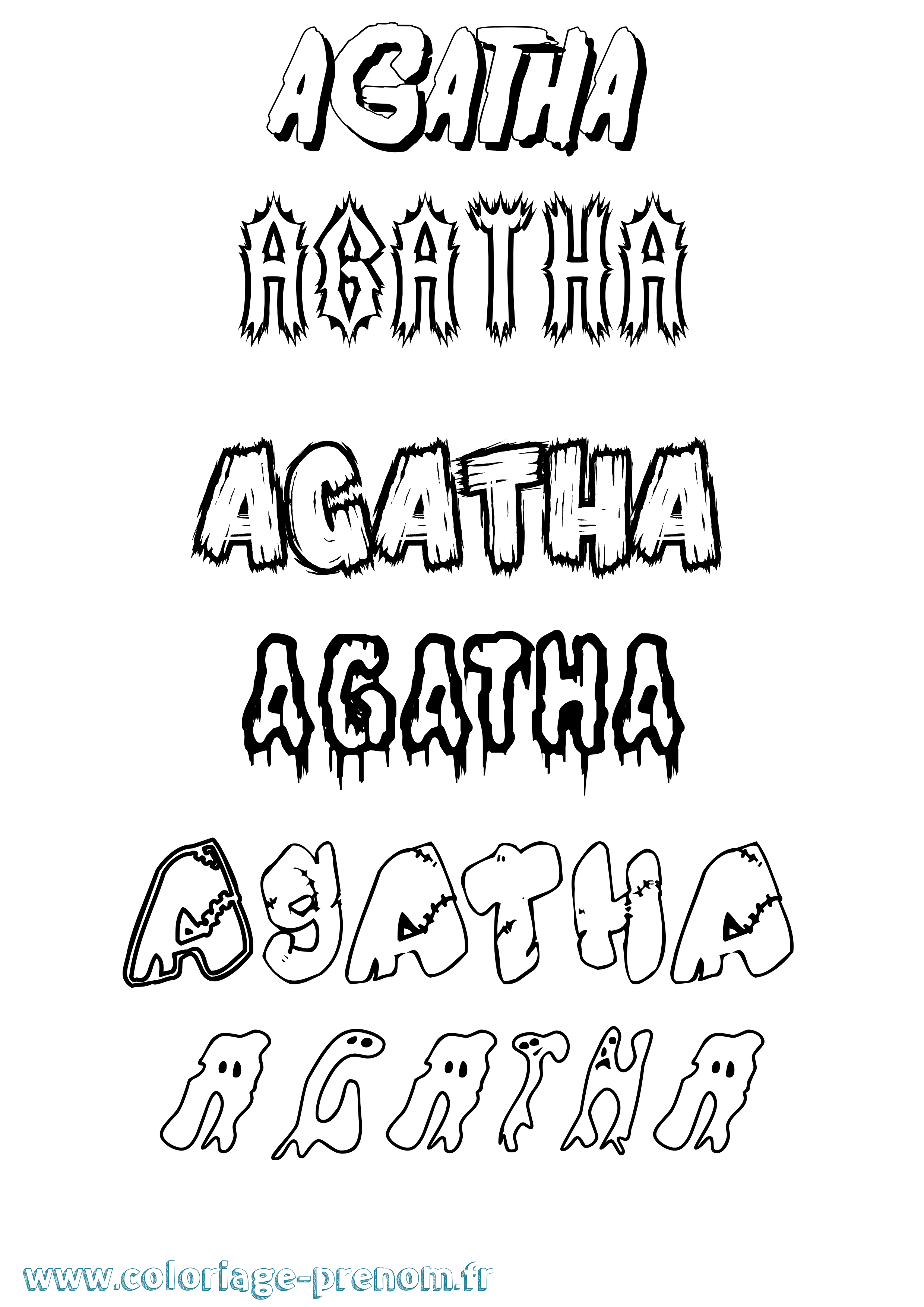 Coloriage Agatha Frisson Coloriage prénom Agatha Frisson