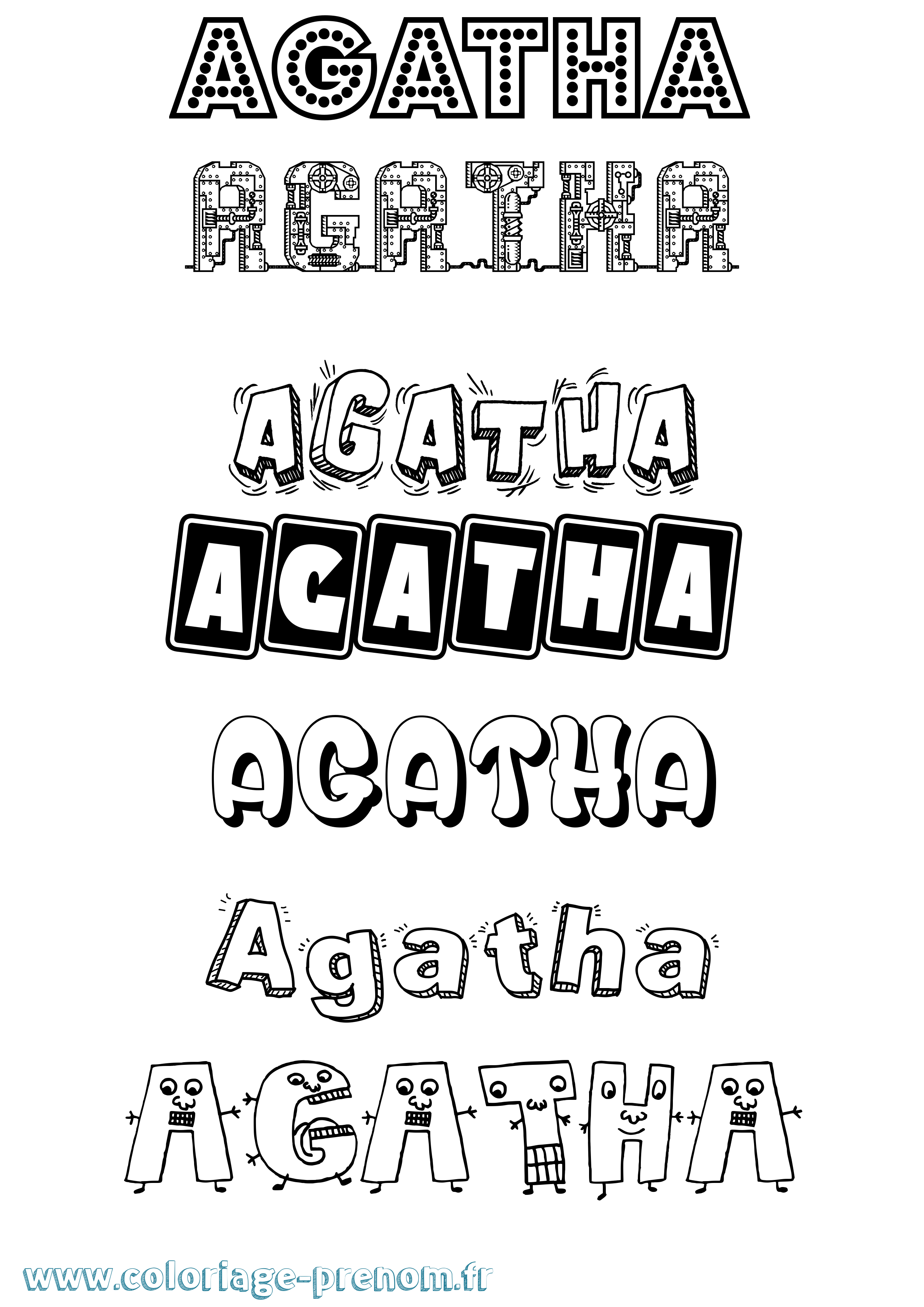 Coloriage Agatha Fun Coloriage prénom Agatha Fun