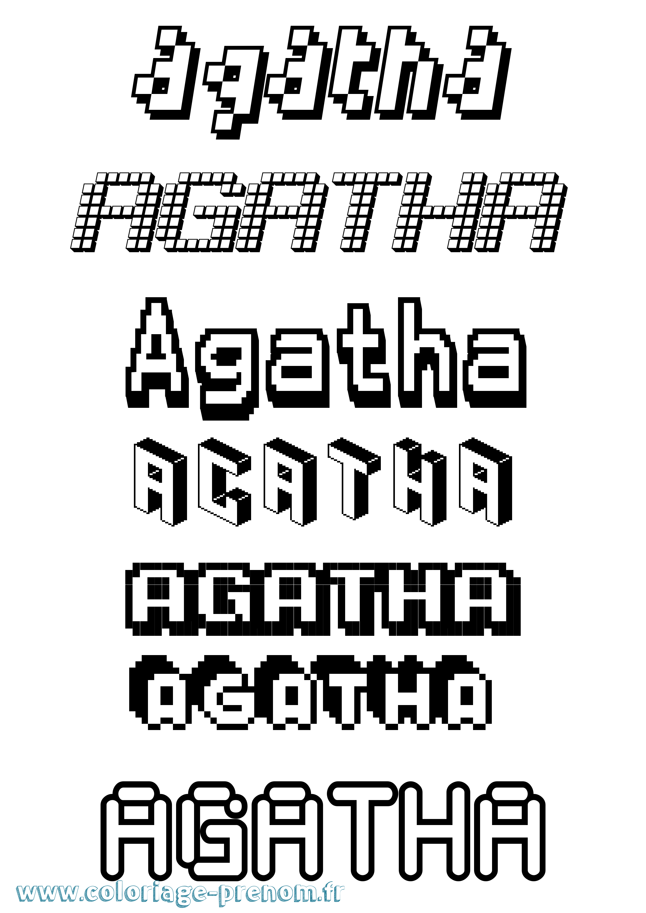 Coloriage Agatha Pixel Coloriage prénom Agatha Pixel