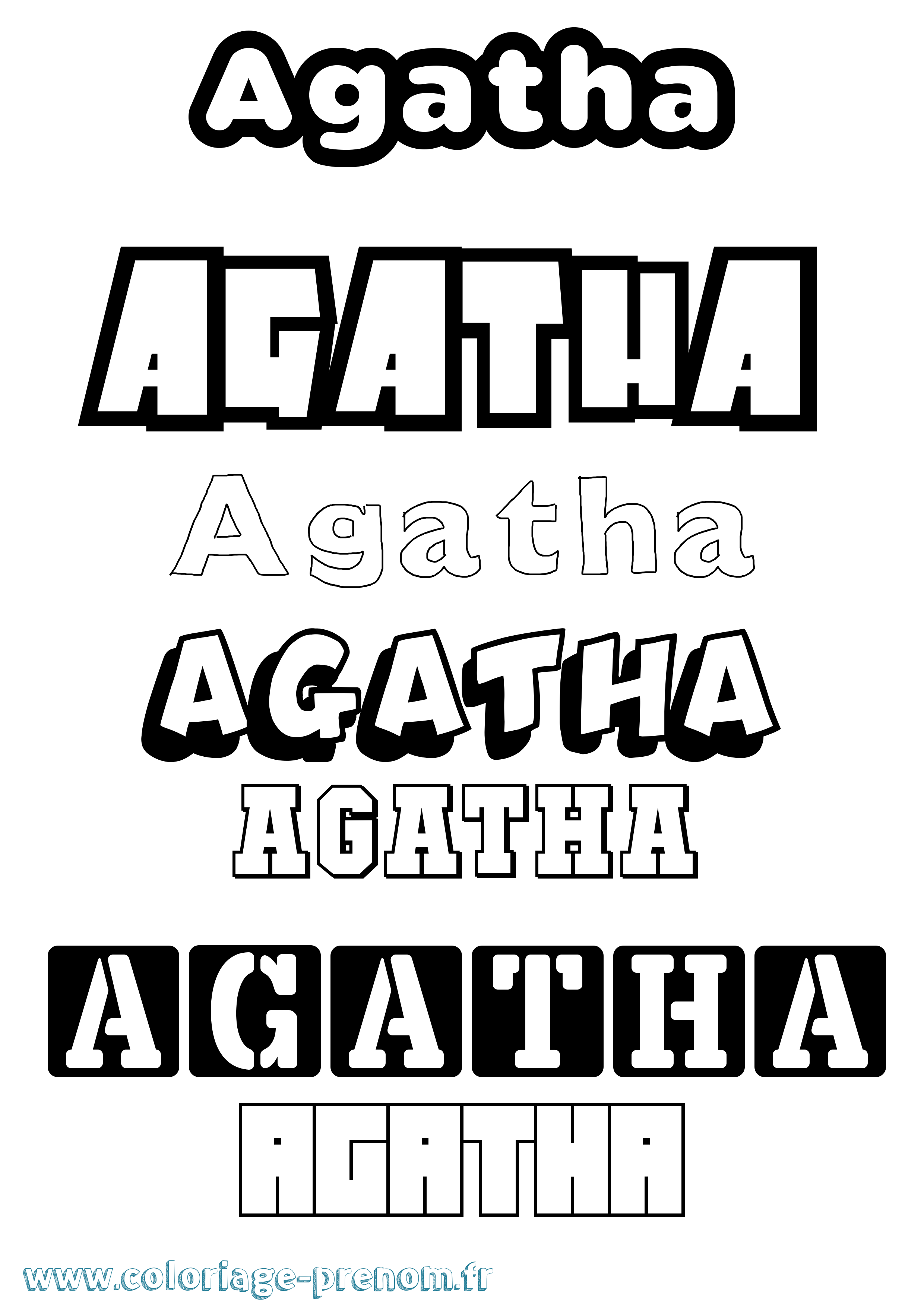 Coloriage Agatha Simple Coloriage prénom Agatha Simple