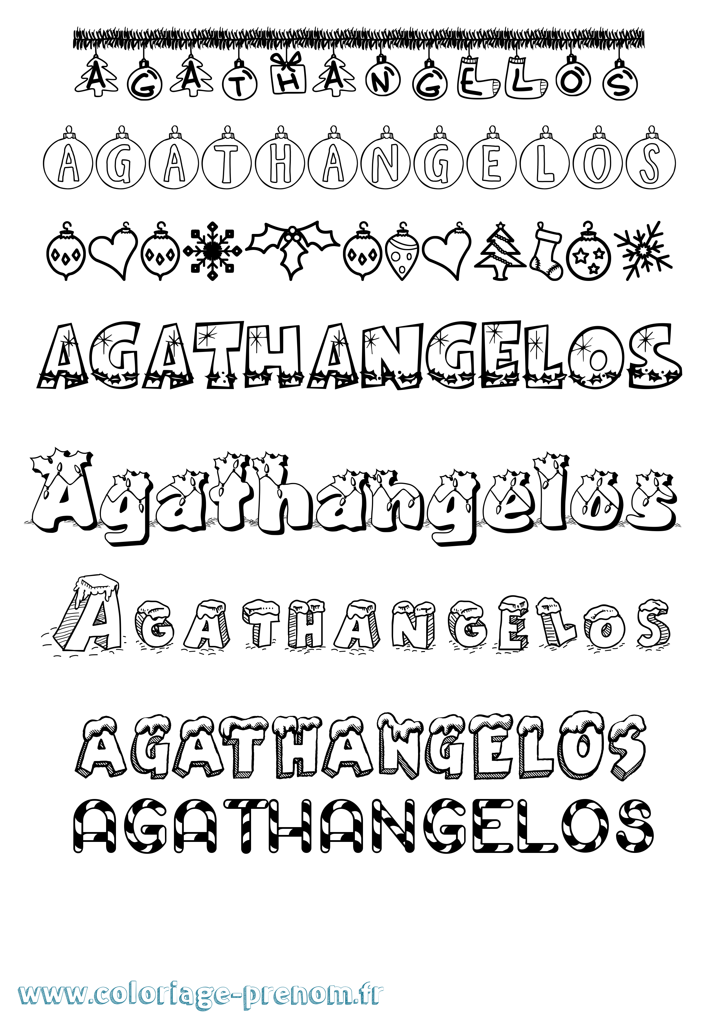 Coloriage prénom Agathangelos Noël