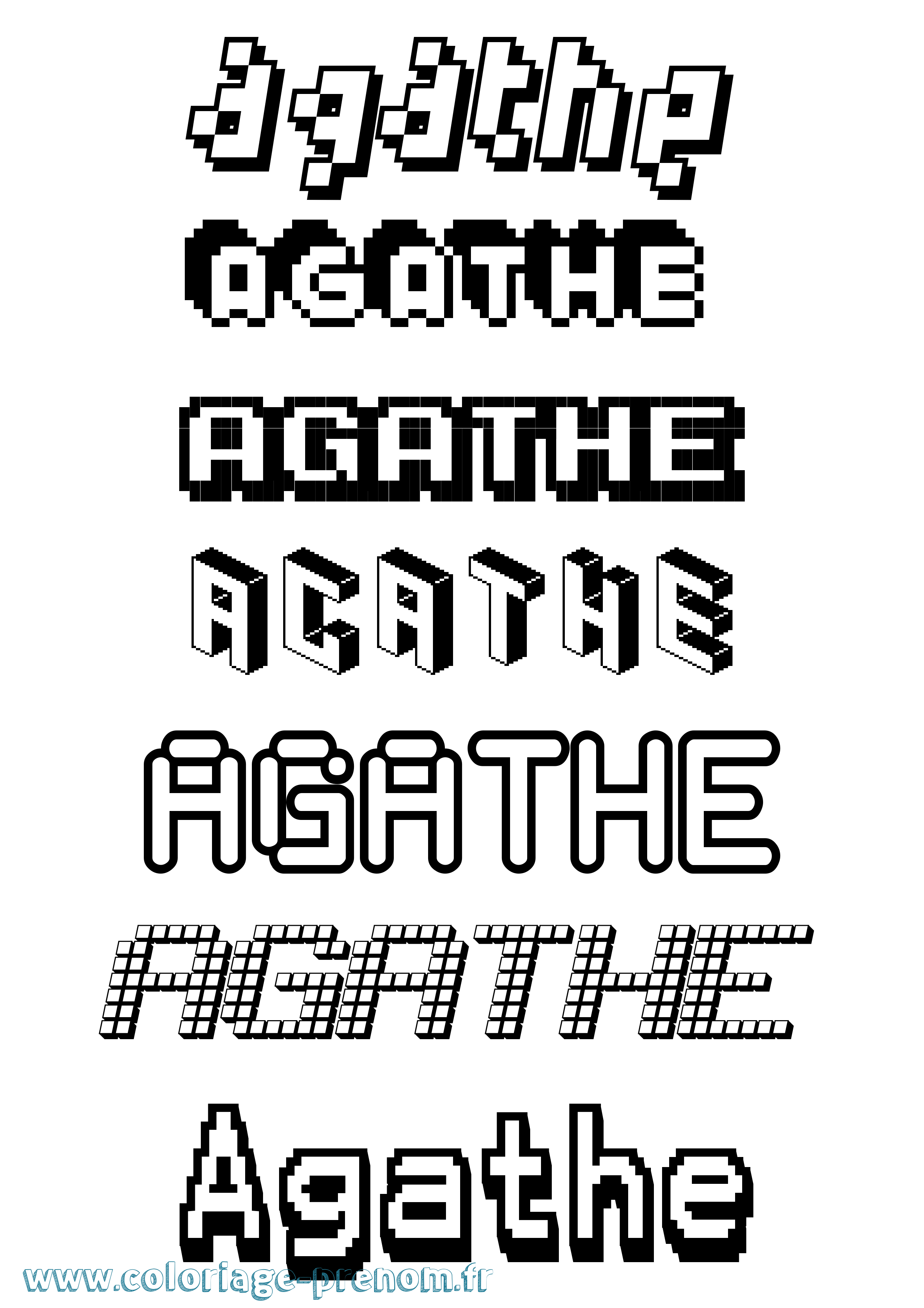 Coloriage prénom Agathe Pixel