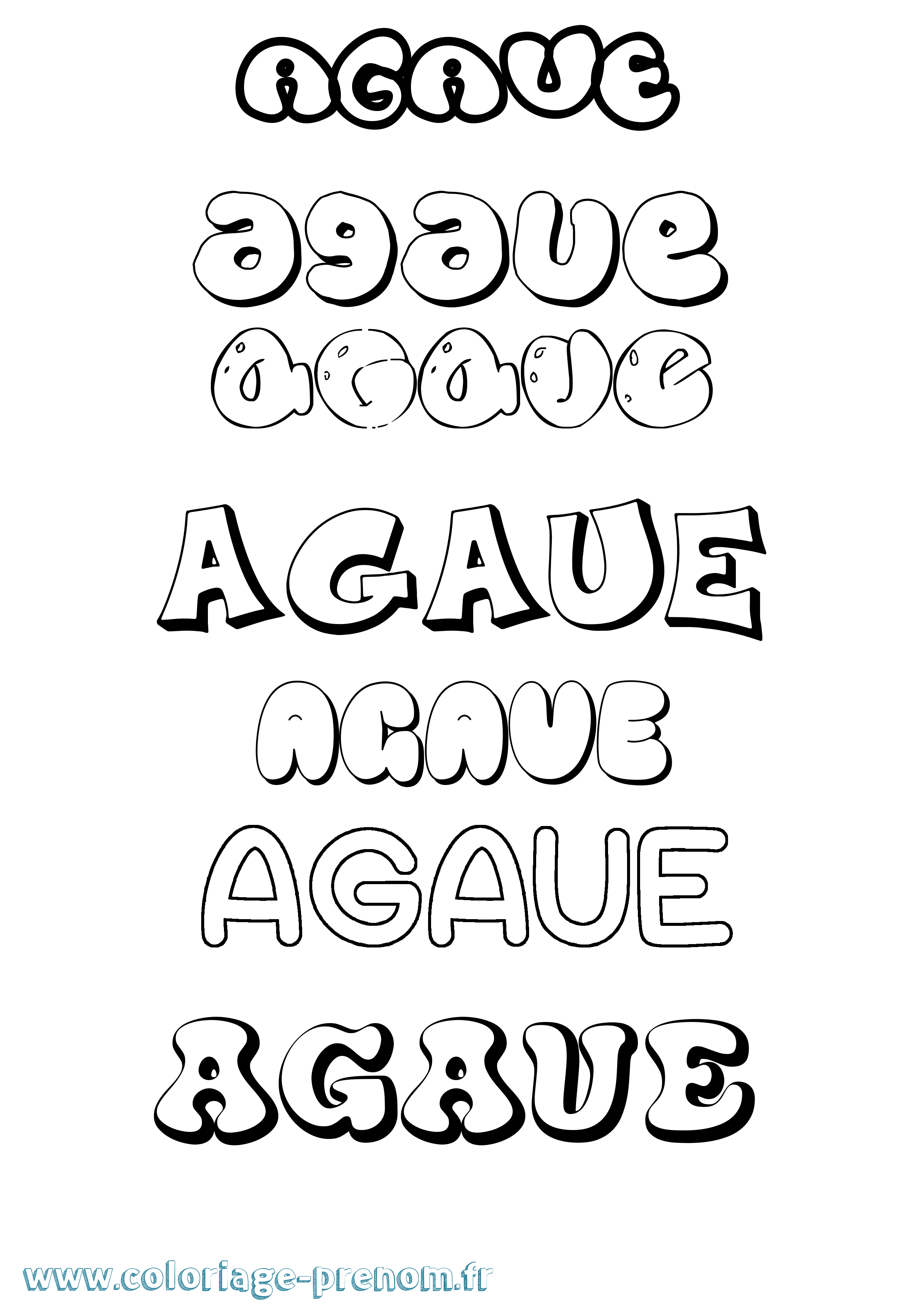 Coloriage prénom Agaue Bubble