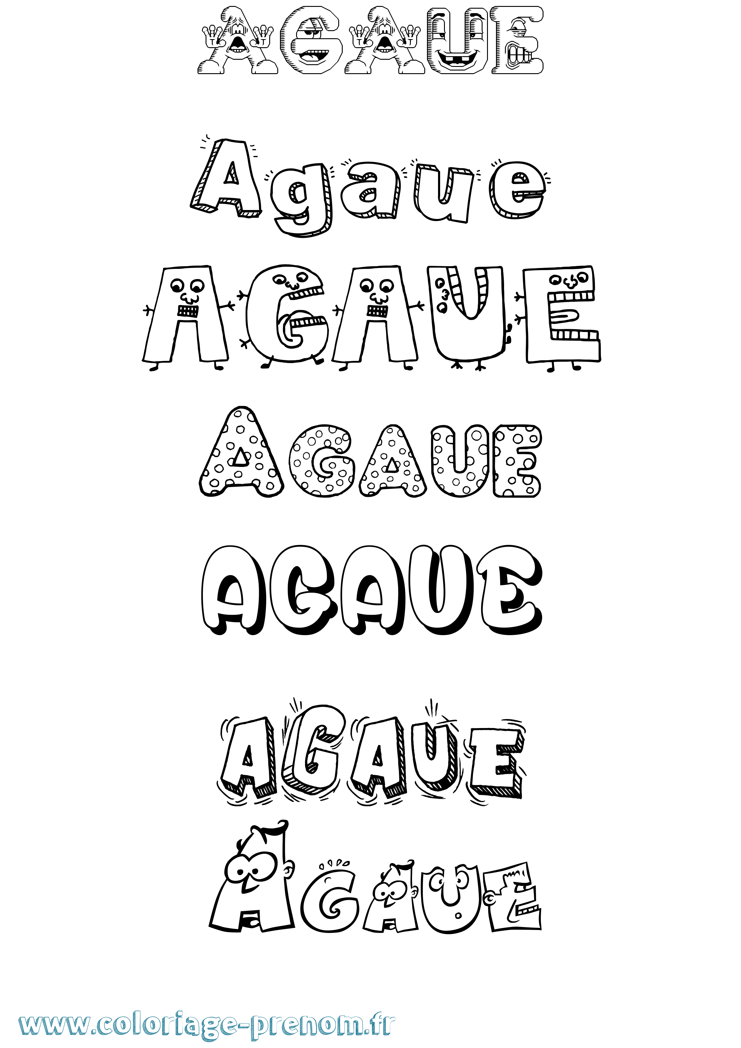 Coloriage prénom Agaue Fun