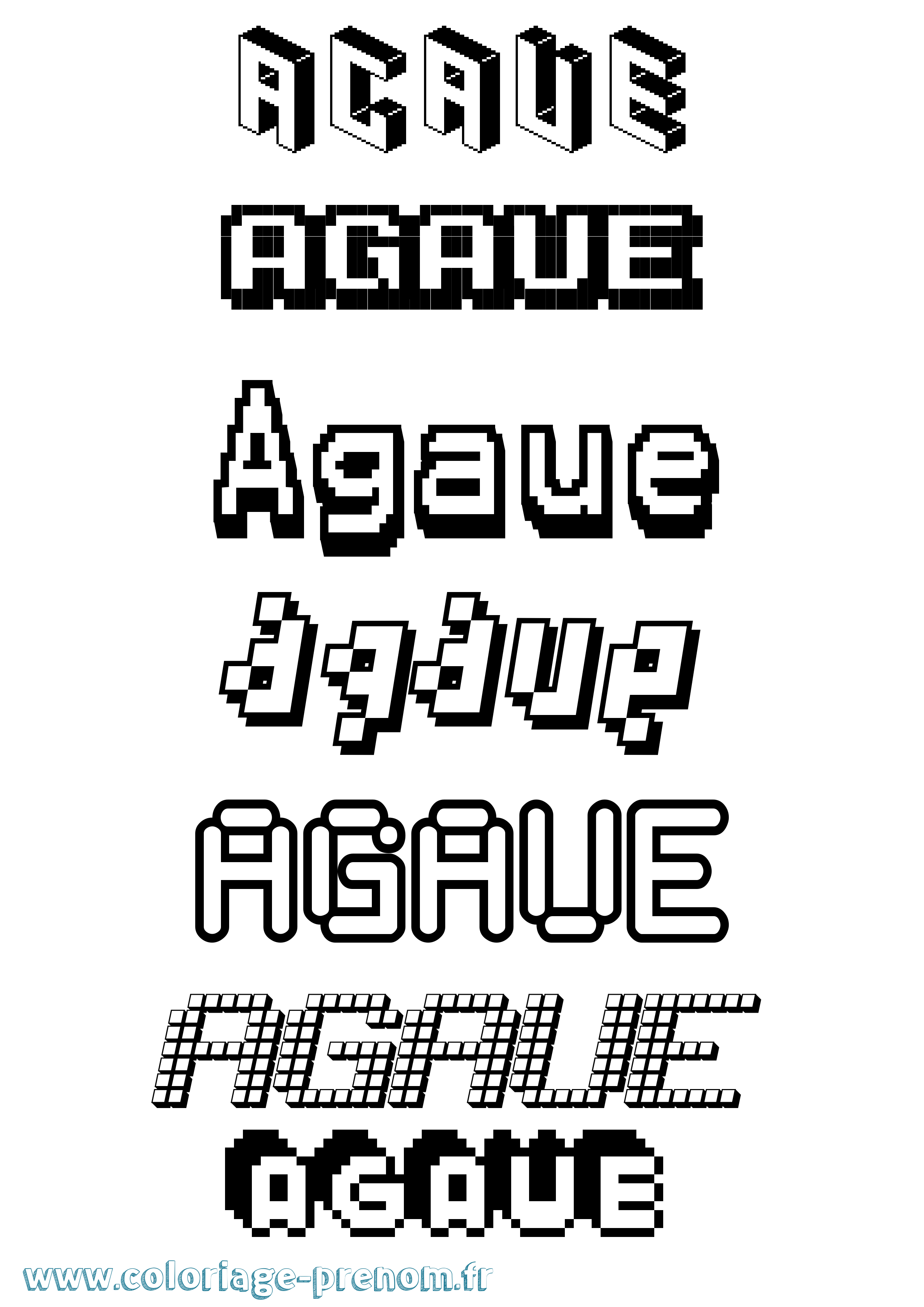 Coloriage prénom Agaue Pixel