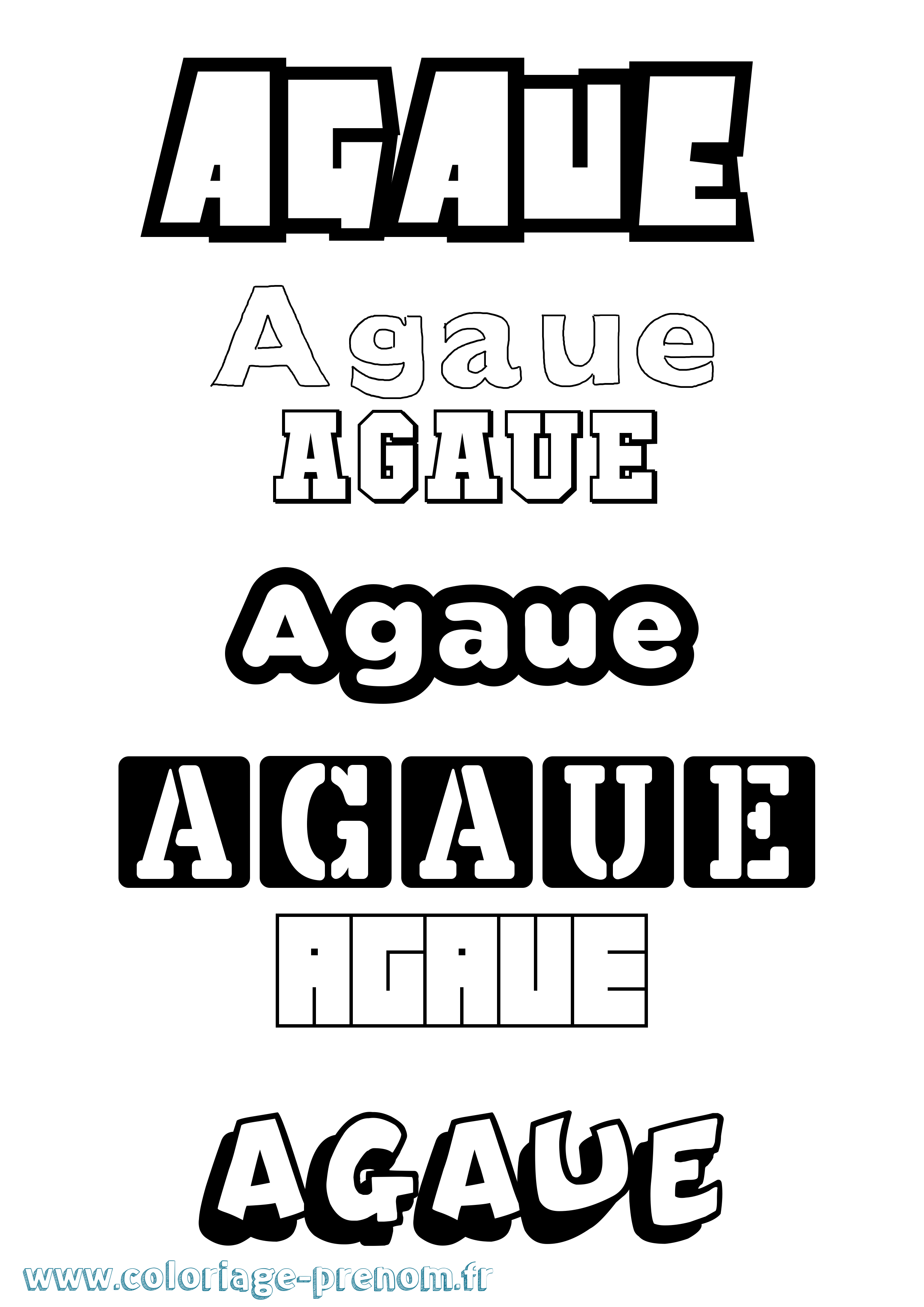 Coloriage prénom Agaue Simple