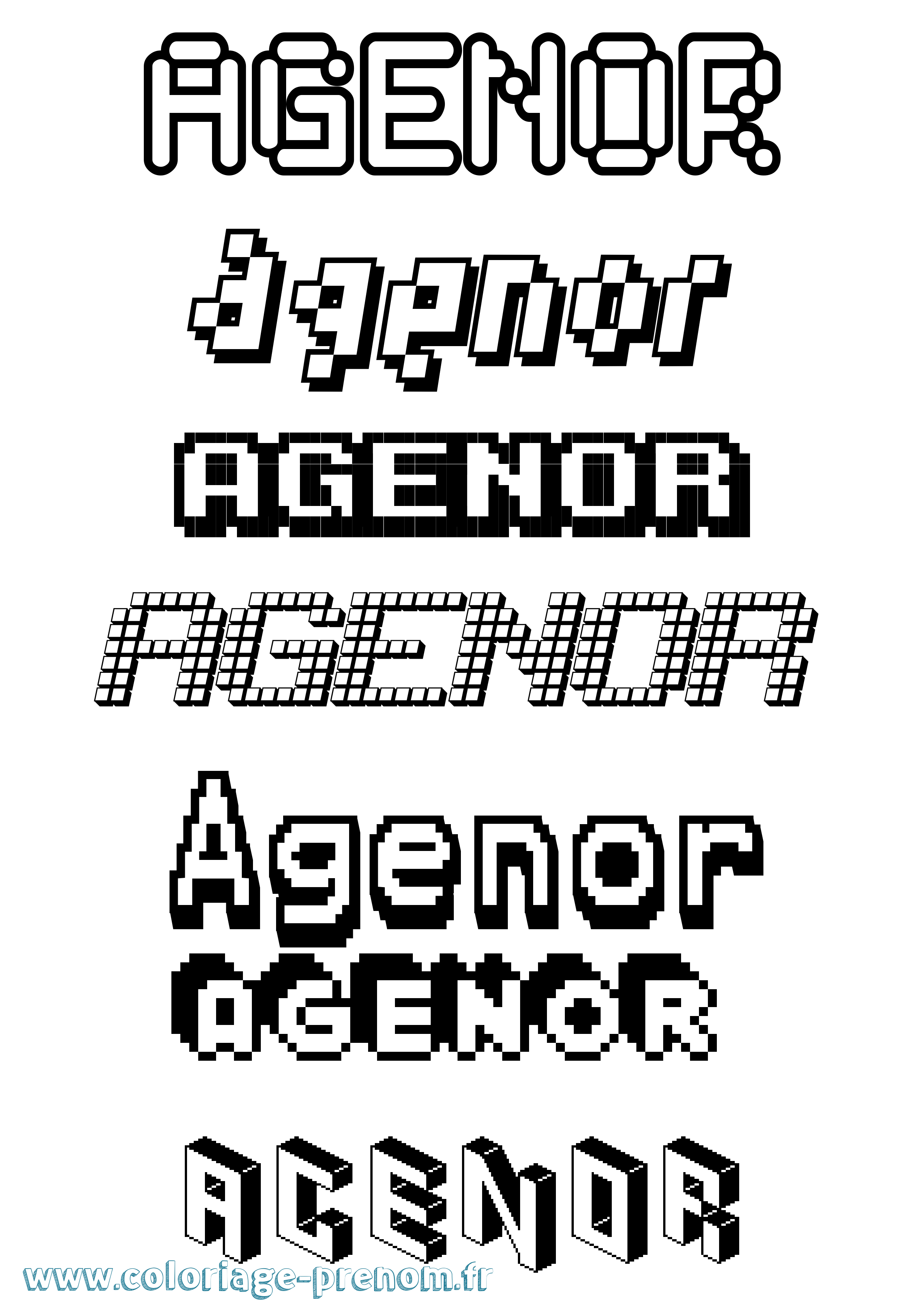 Coloriage prénom Agenor Pixel