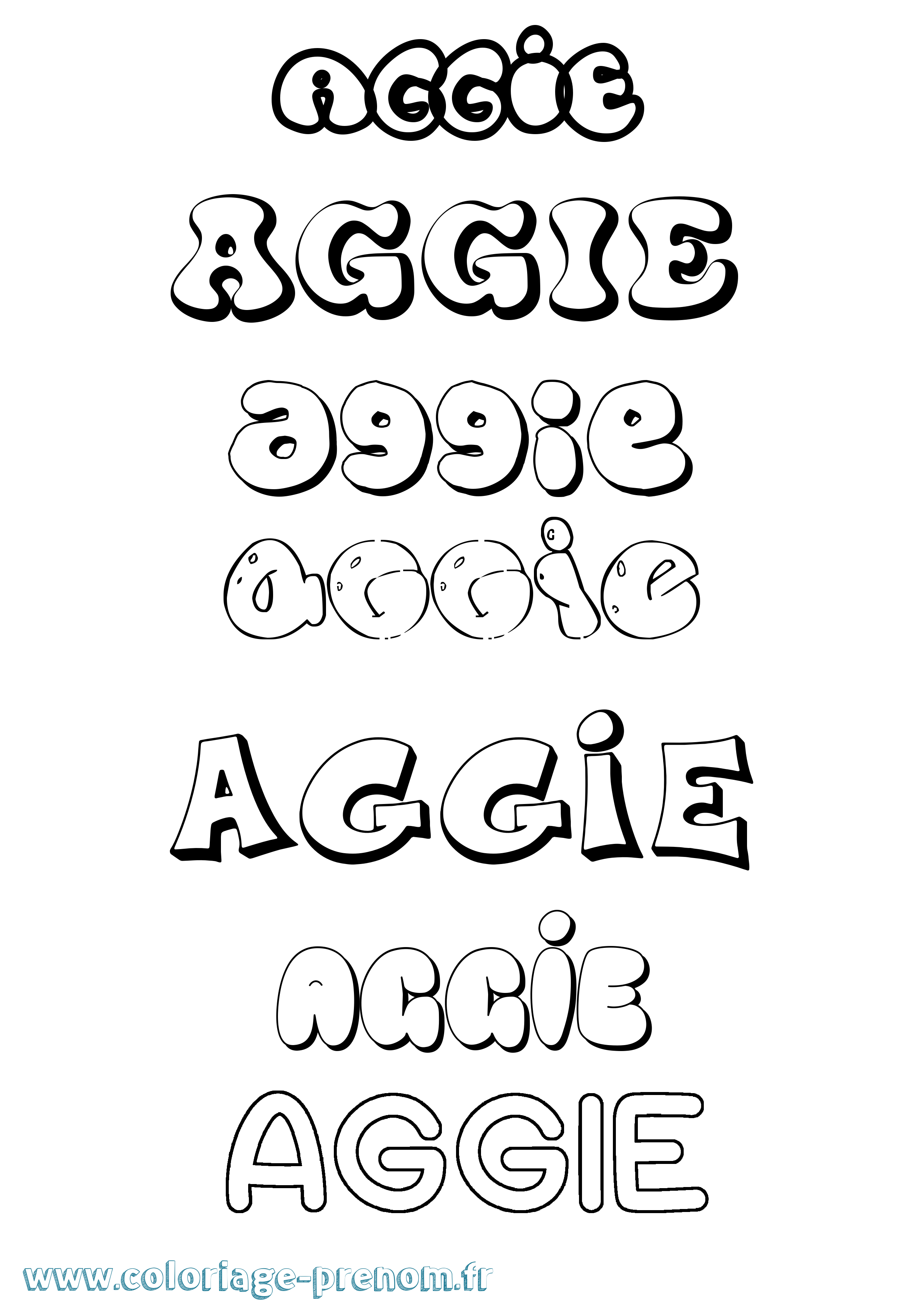 Coloriage prénom Aggie Bubble
