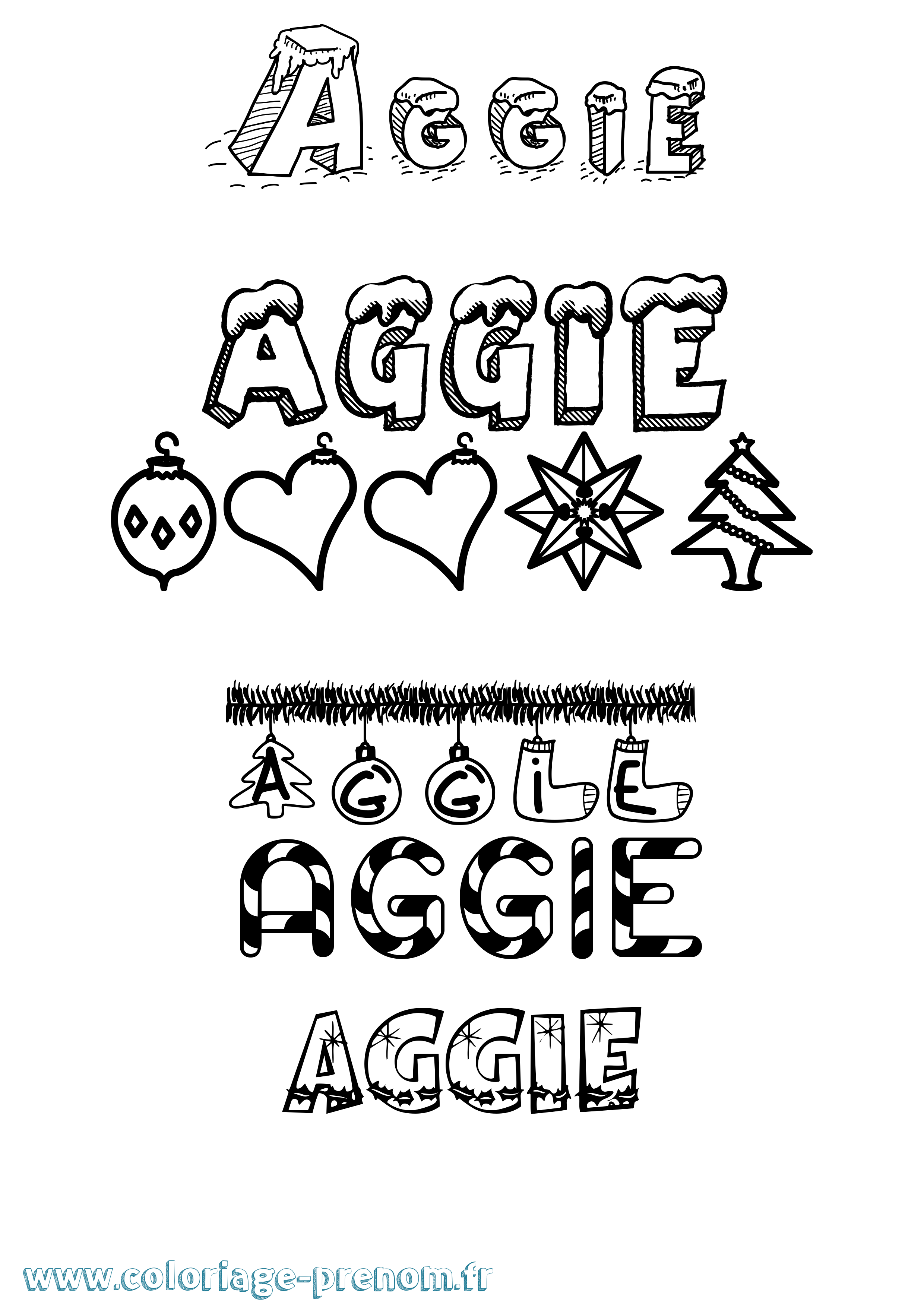 Coloriage prénom Aggie Noël