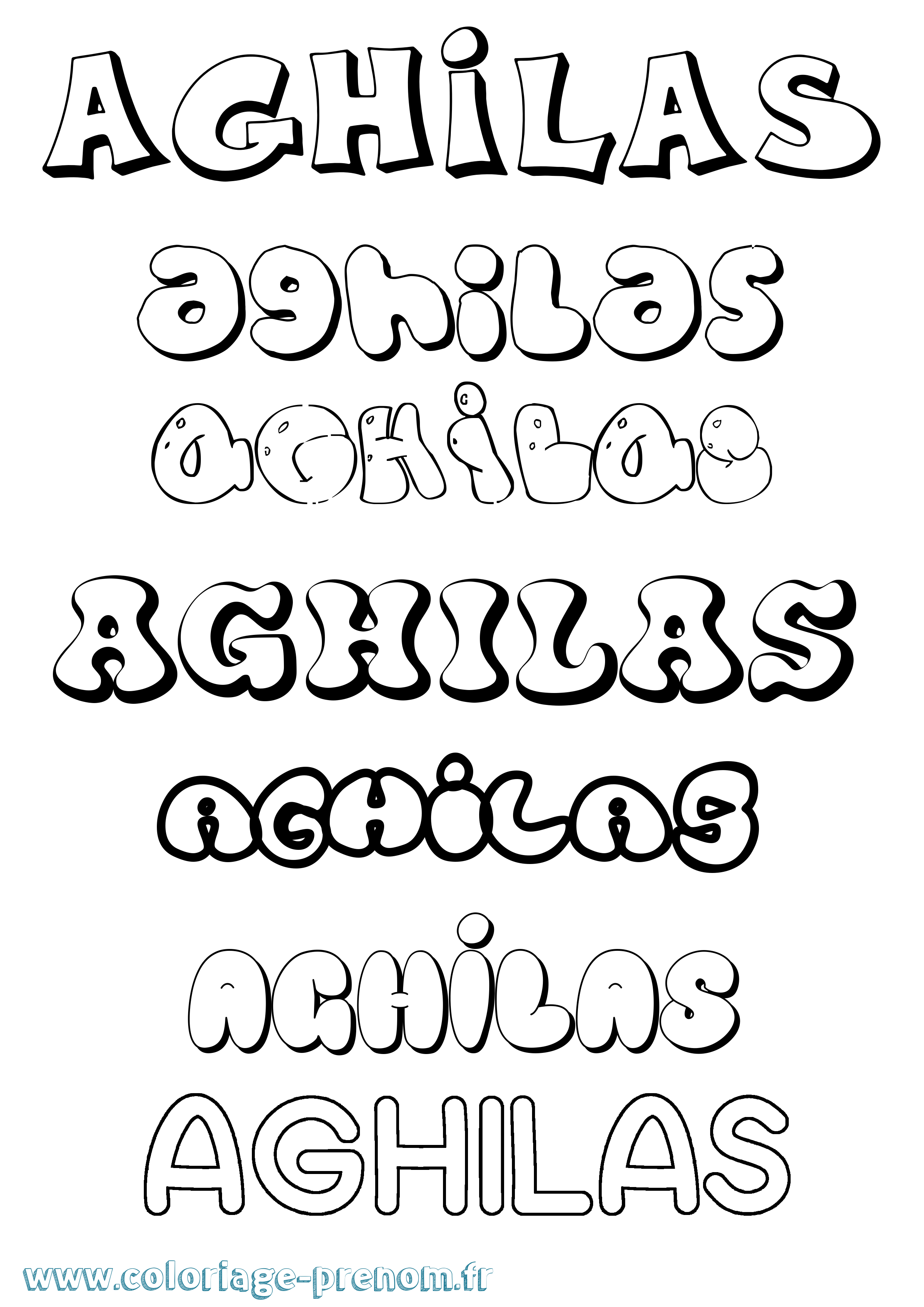 Coloriage Aghilas Bubble Coloriage prénom Aghilas Bubble