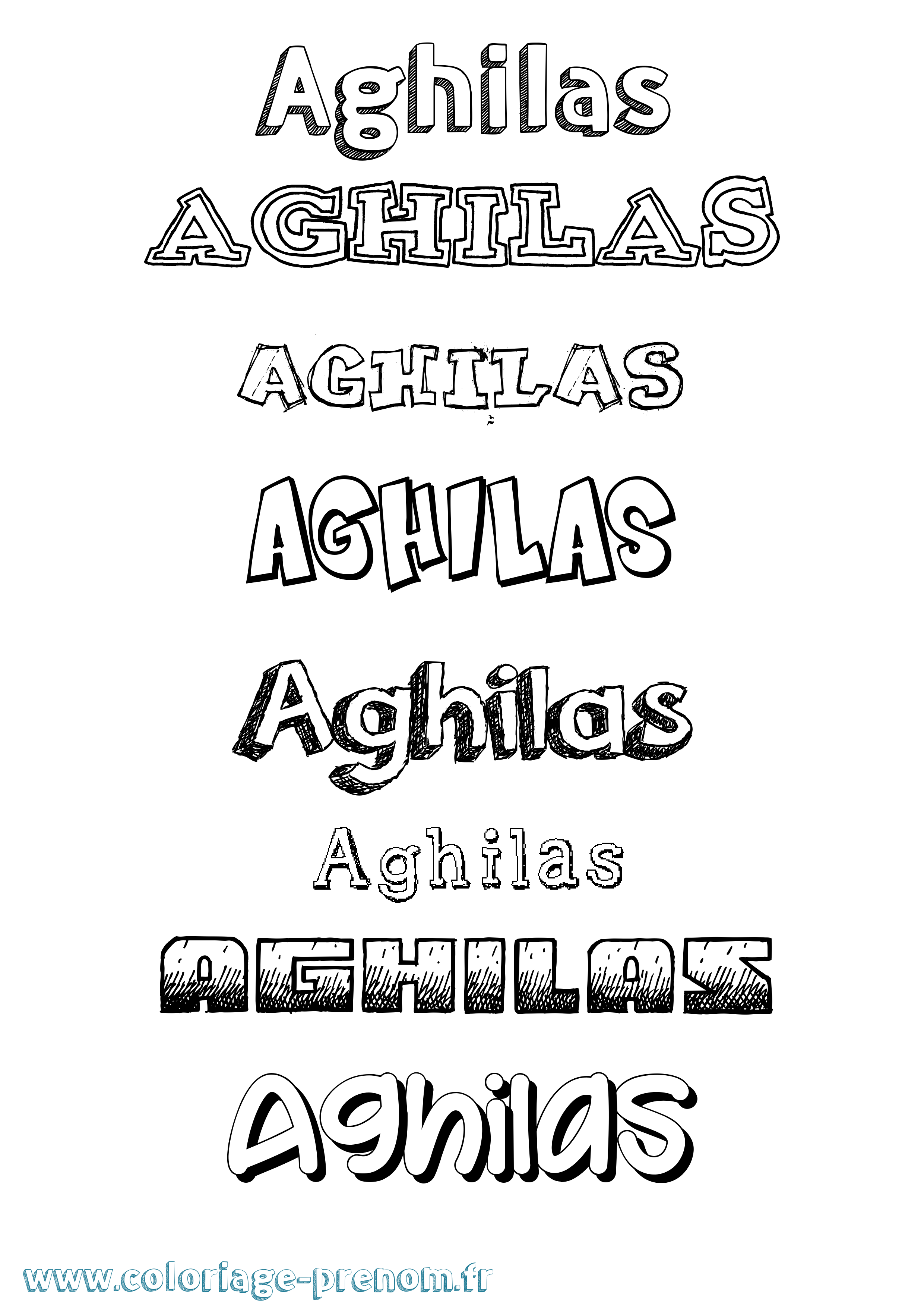 Coloriage prénom Aghilas Dessiné